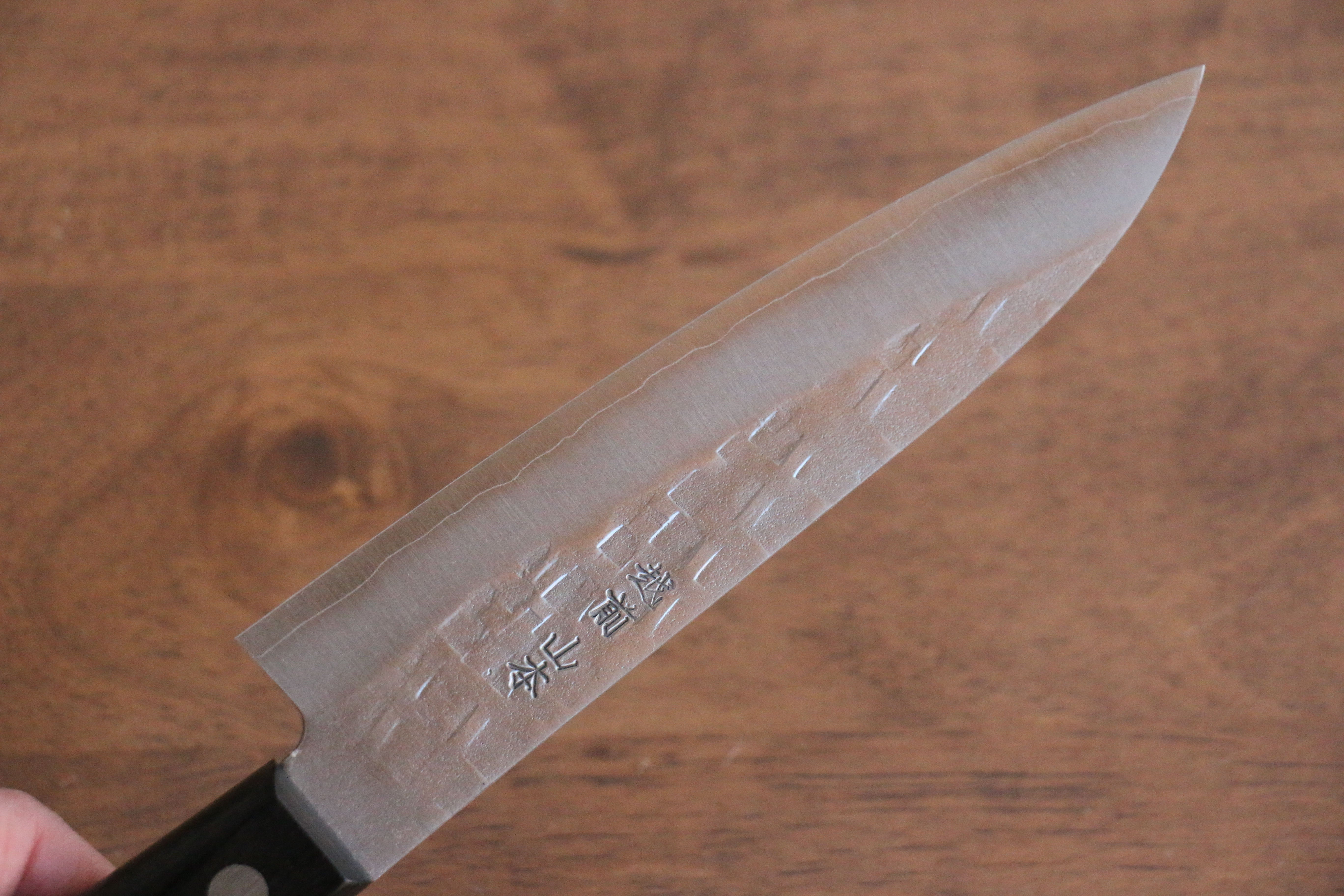 Nao Yamamoto AUS8 Hammered Petty-Utility 135mm Black Pakka wood Handle - Japanny - Best Japanese Knife