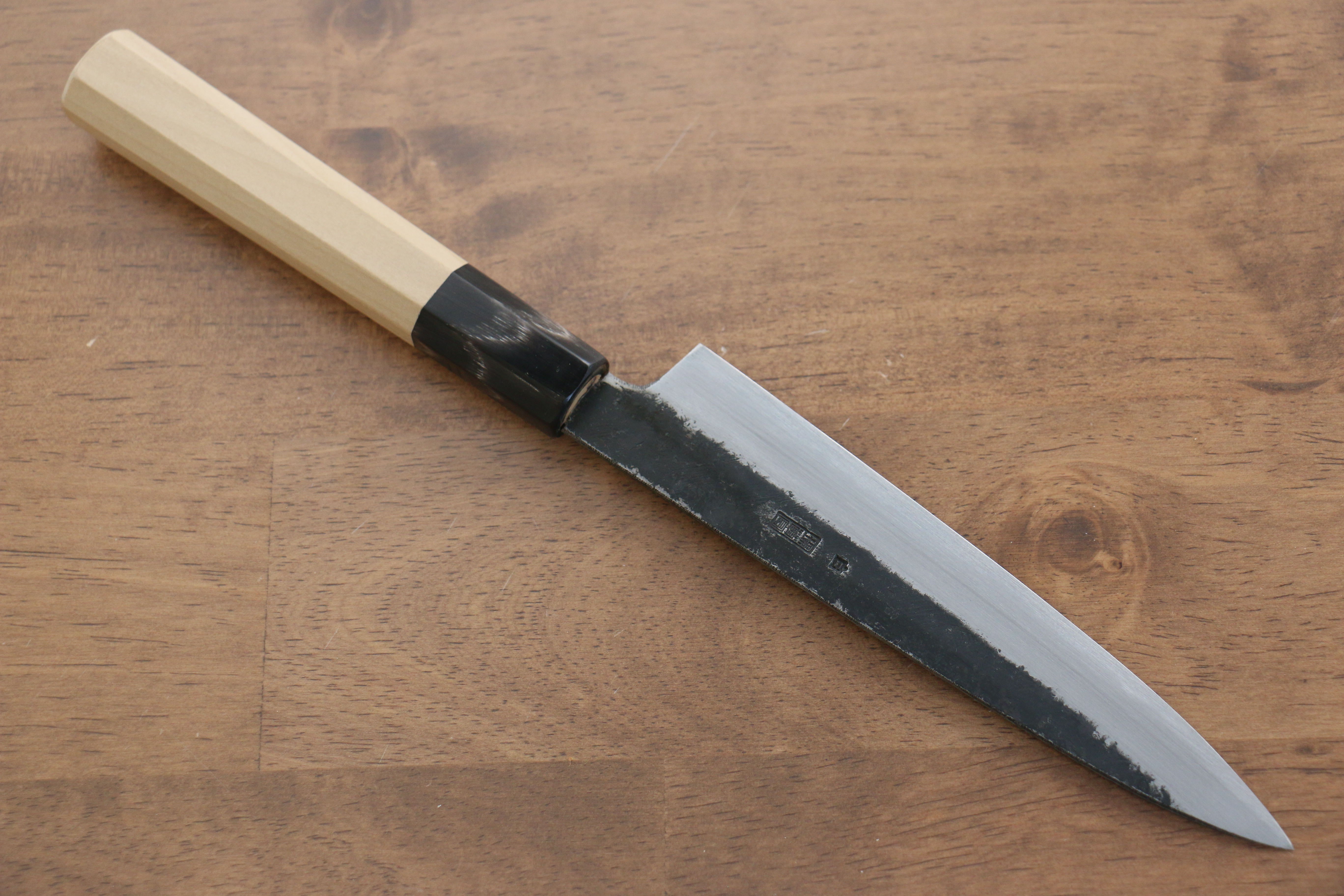 Kikuzuki White Steel No.2 Black Finished Petty-Utility 150mm Magnolia Handle - Japanny - Best Japanese Knife