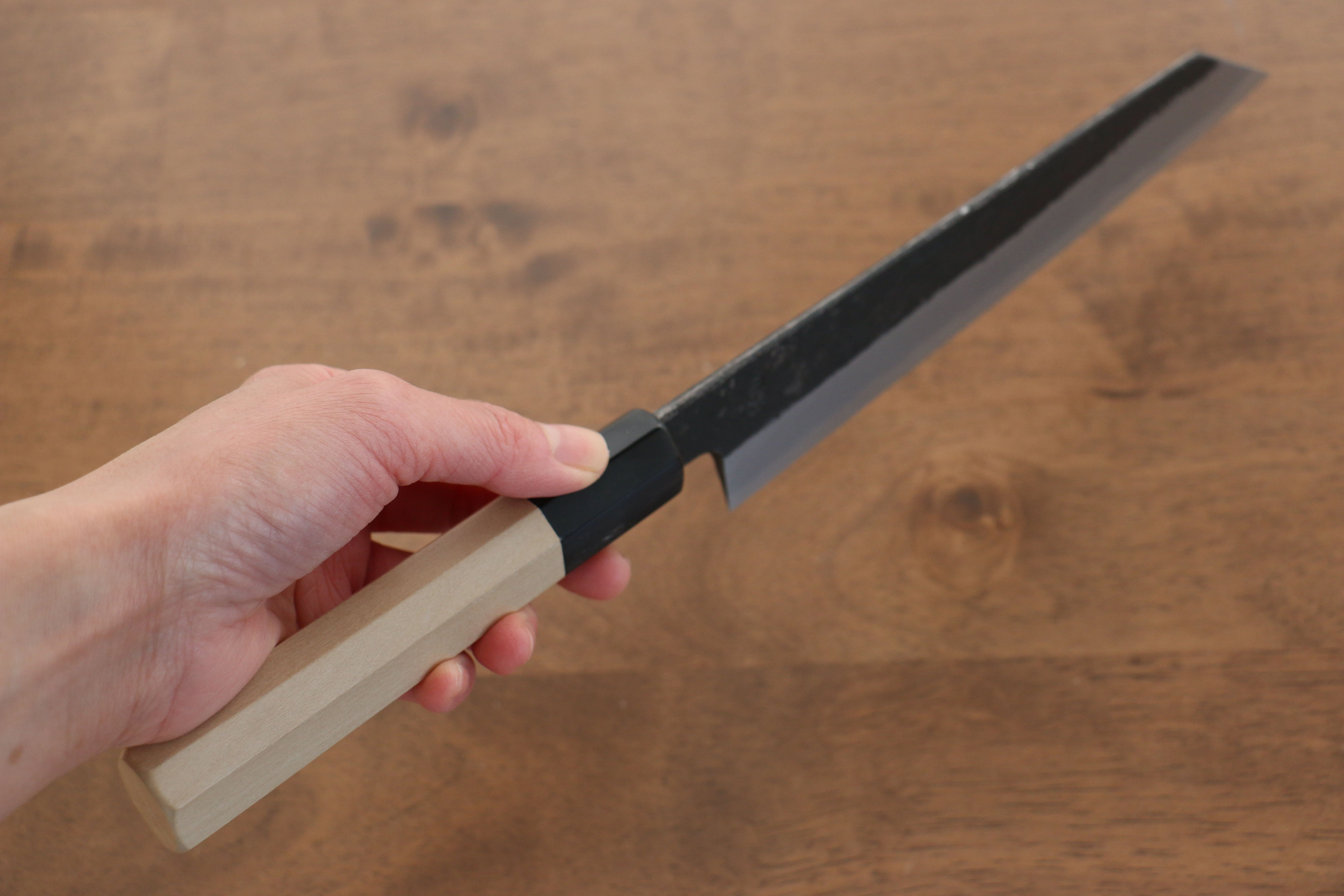 Kikuzuki White Steel No.2 Black Finished Kiritsuke Gyuto 210mm Magnolia Handle - Japanny - Best Japanese Knife