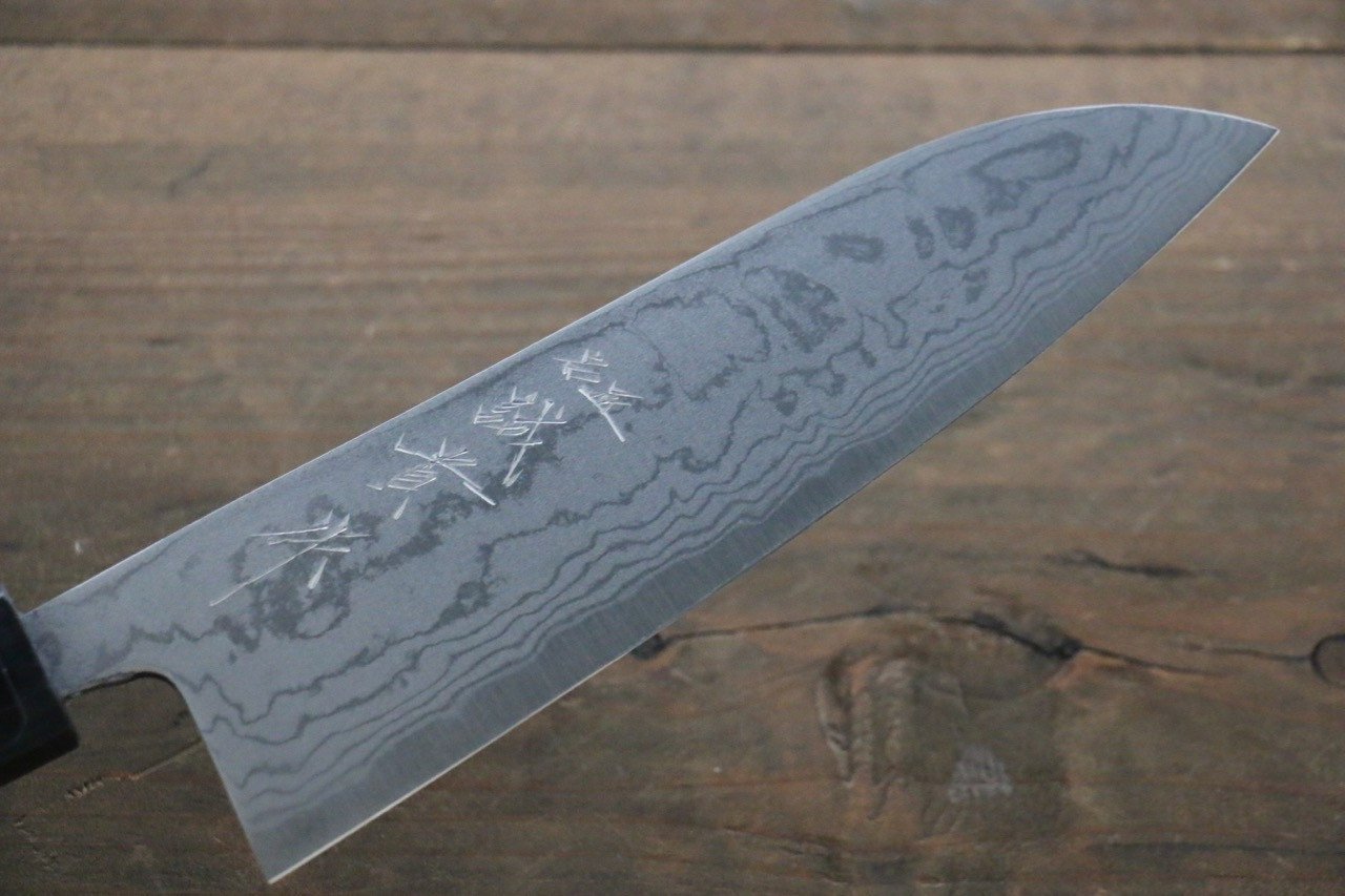 Shigeki Tanaka Blue Steel No.2 Damascus Santoku  165mm Walnut Handle - Japanny - Best Japanese Knife
