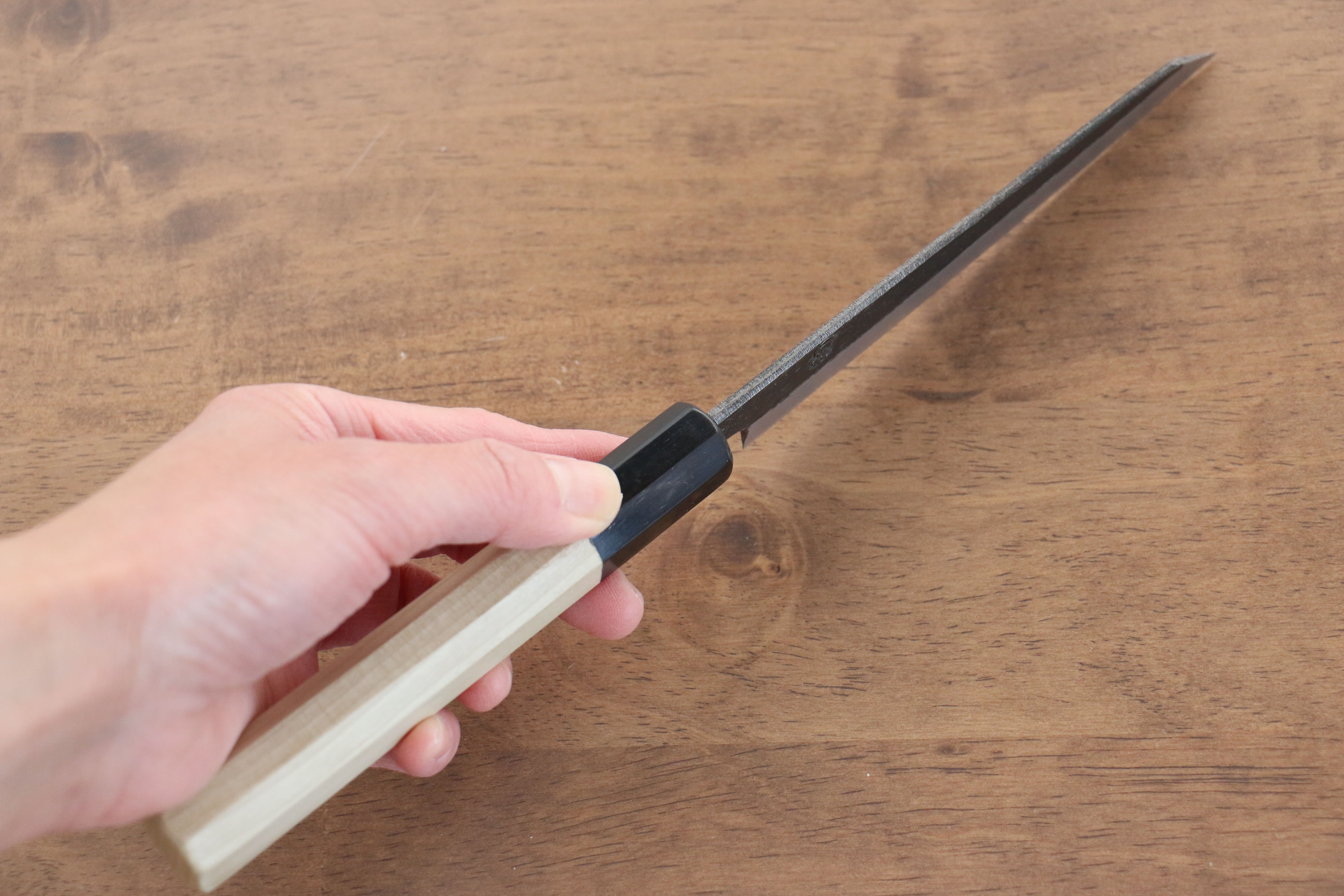 Kikuzuki White Steel No.2 Black Finished Kiritsuke Petty-Utility 135mm Magnolia Handle - Japanny - Best Japanese Knife