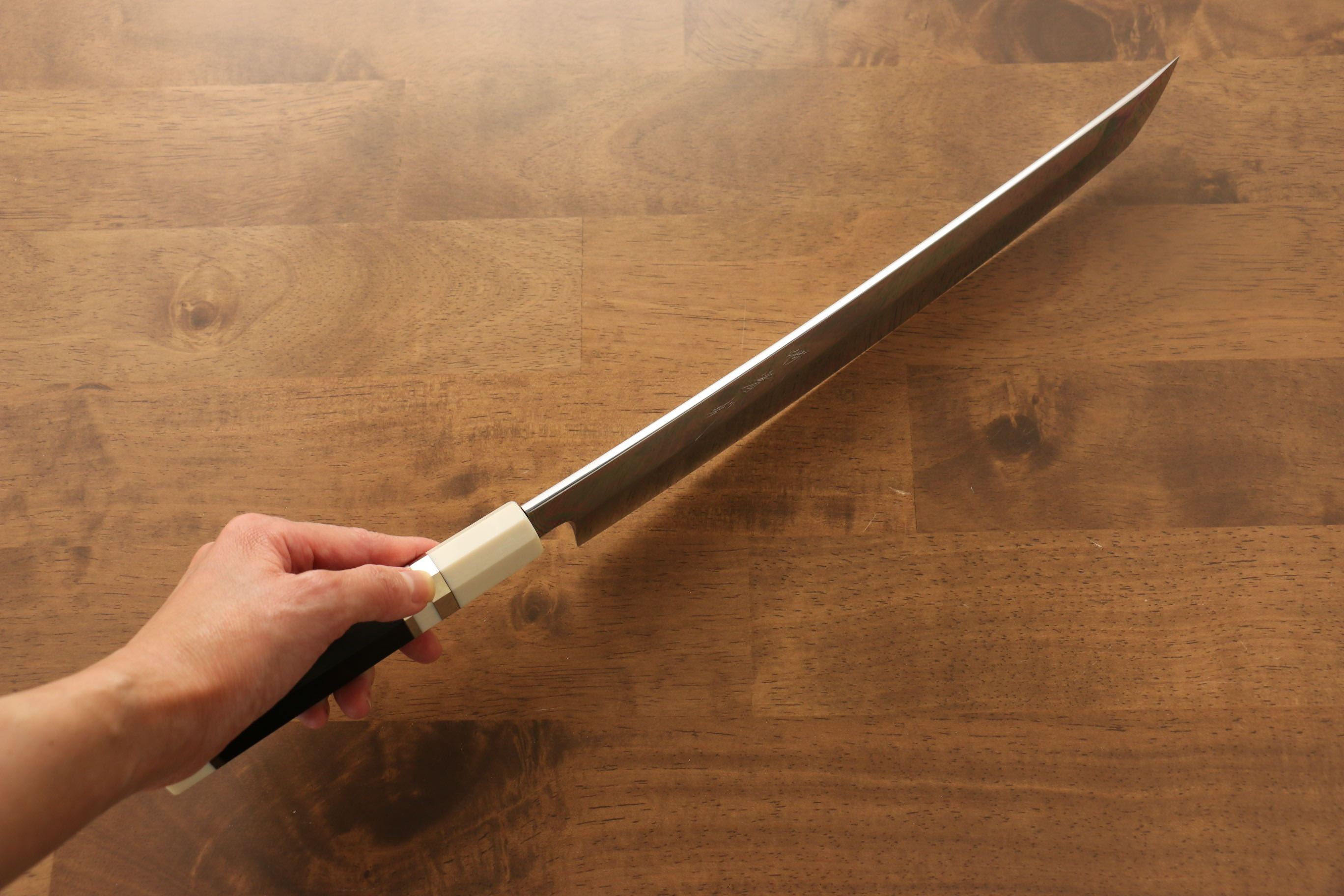 Jikko Silver Steel No.3 Sakimaru Yanagiba  300mm Ebony with Ring Handle - Japanny - Best Japanese Knife