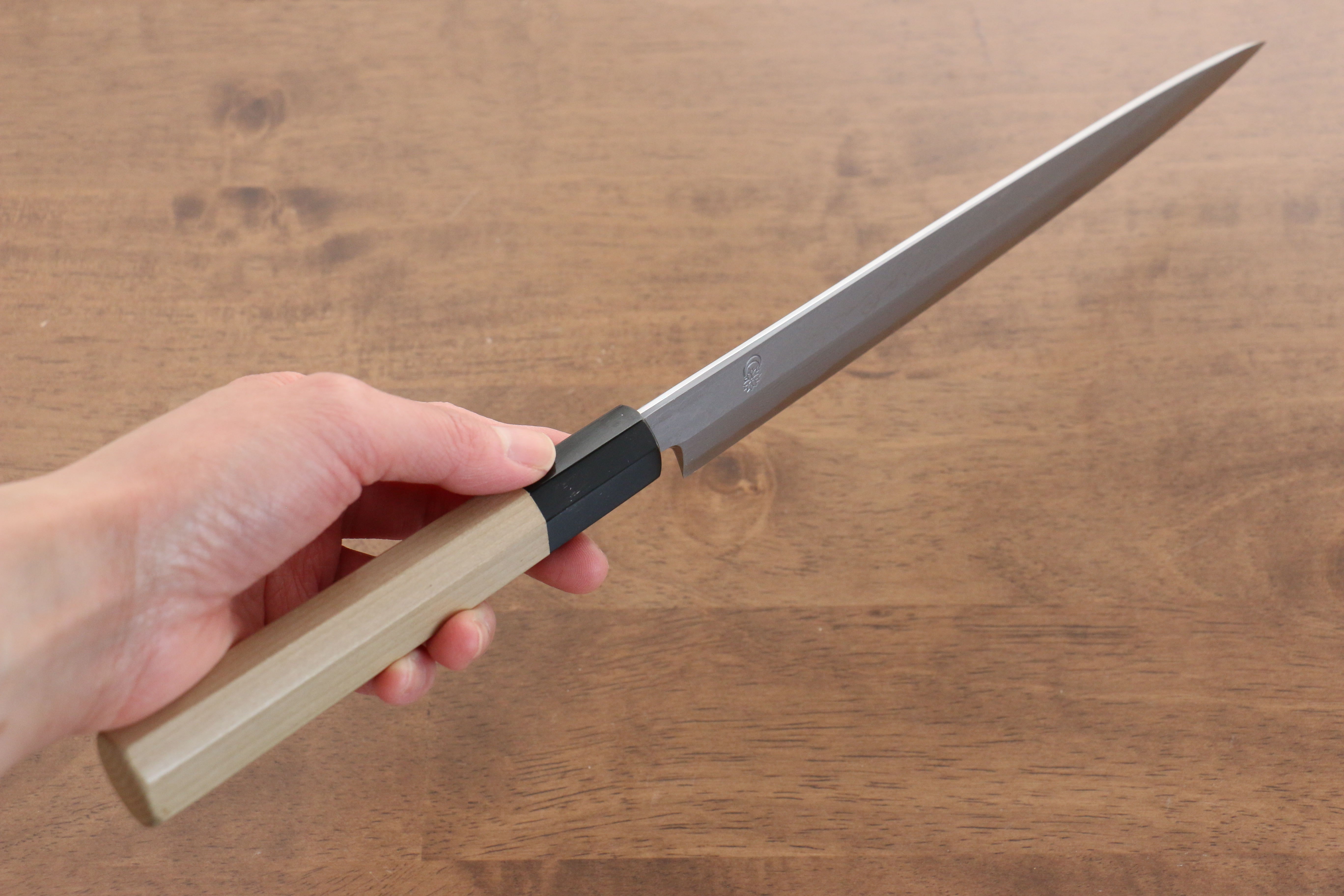 Kikuzuki Blue Steel No.1 Damascus Yanagiba 240mm Magnolia Handle - Japanny - Best Japanese Knife