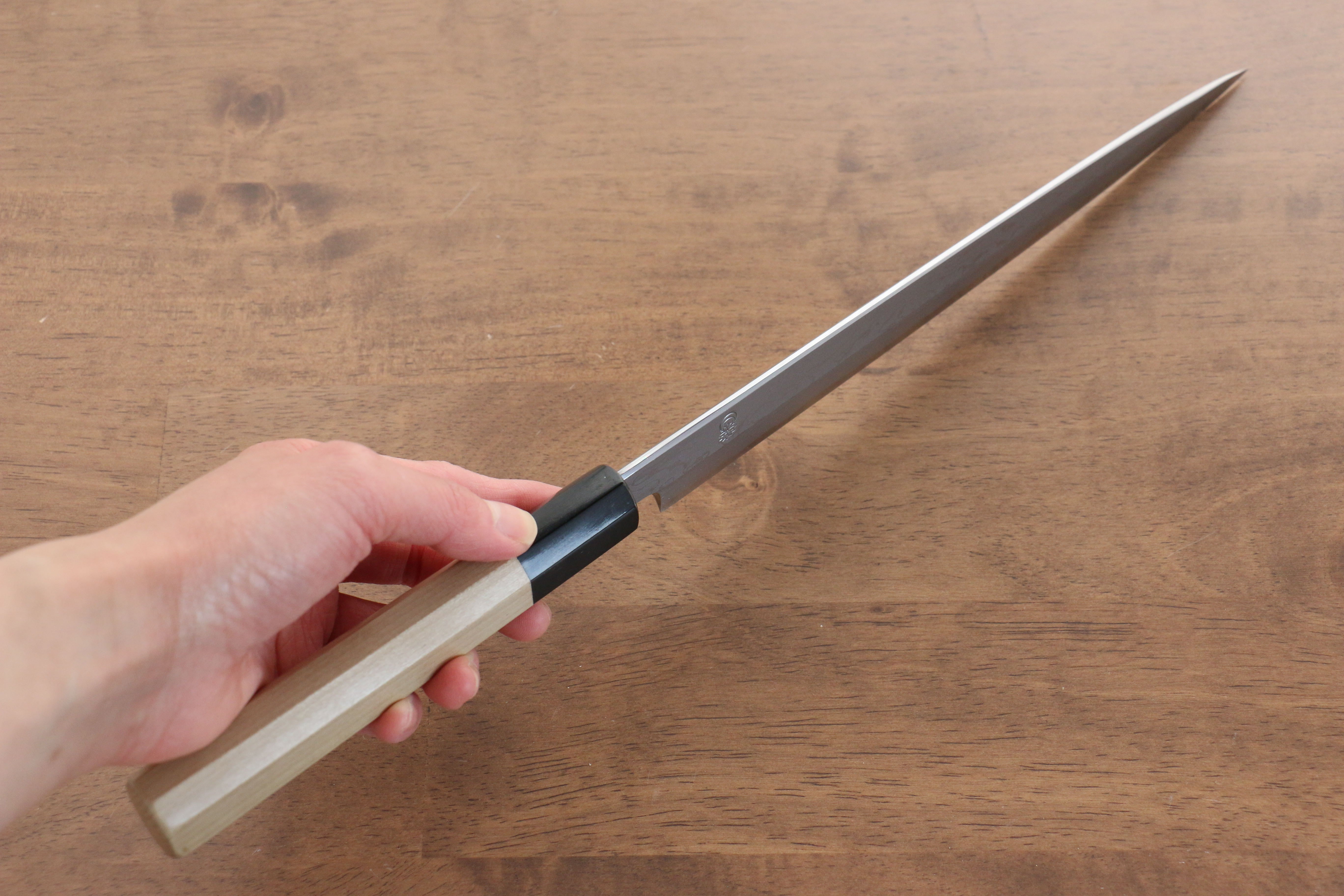 Kikuzuki Blue Steel No.1 Damascus Yanagiba 240mm Magnolia Handle - Japanny - Best Japanese Knife