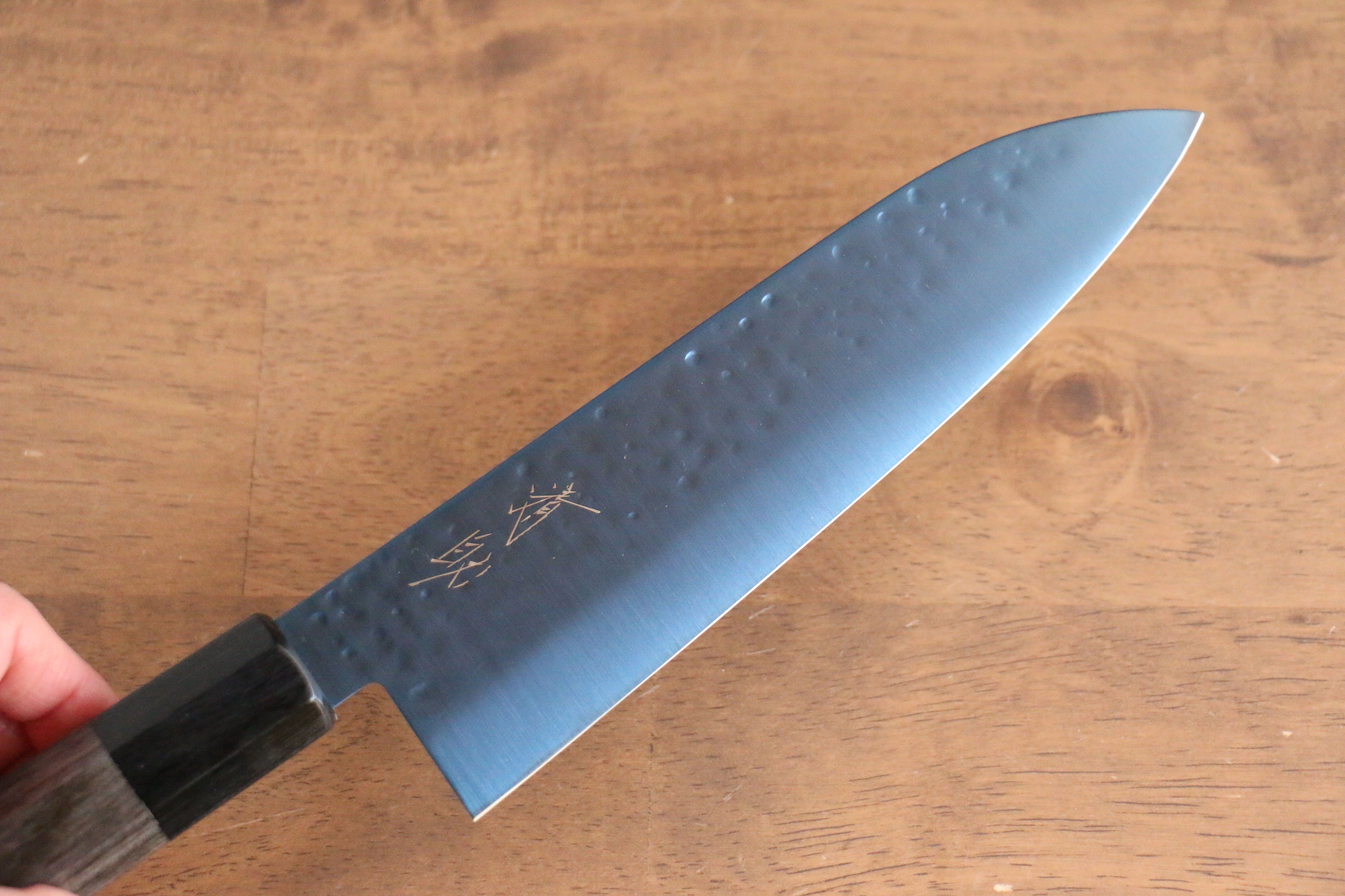 Seisuke SK-85 Ion plating Hammered Santoku 180mm Gray Pakka wood Handle - Japanny - Best Japanese Knife