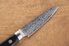 Seisuke Kagami AUS10 Mirrored Finish Damascus Petty-Utility 80mm Black Pakka wood Handle - Japanny - Best Japanese Knife