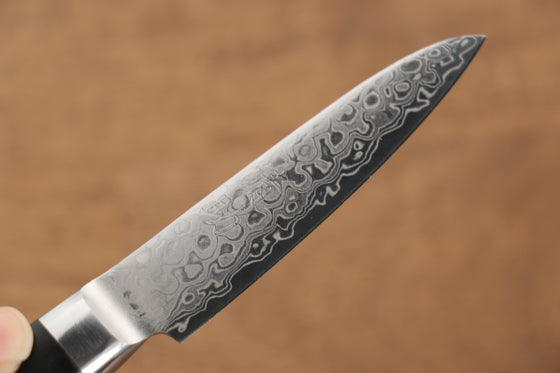 Seisuke Kagami AUS10 Mirrored Finish Damascus Petty-Utility 80mm Black Pakka wood Handle - Japanny - Best Japanese Knife