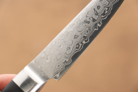 Seisuke Kagami AUS10 Mirrored Finish Damascus Petty-Utility 80mm Black Pakka wood Handle - Japanny - Best Japanese Knife