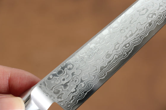 Seisuke Kagami AUS10 Mirrored Finish Damascus 45 Layer Petty-Utility  135mm Black Pakka wood Handle - Japanny - Best Japanese Knife