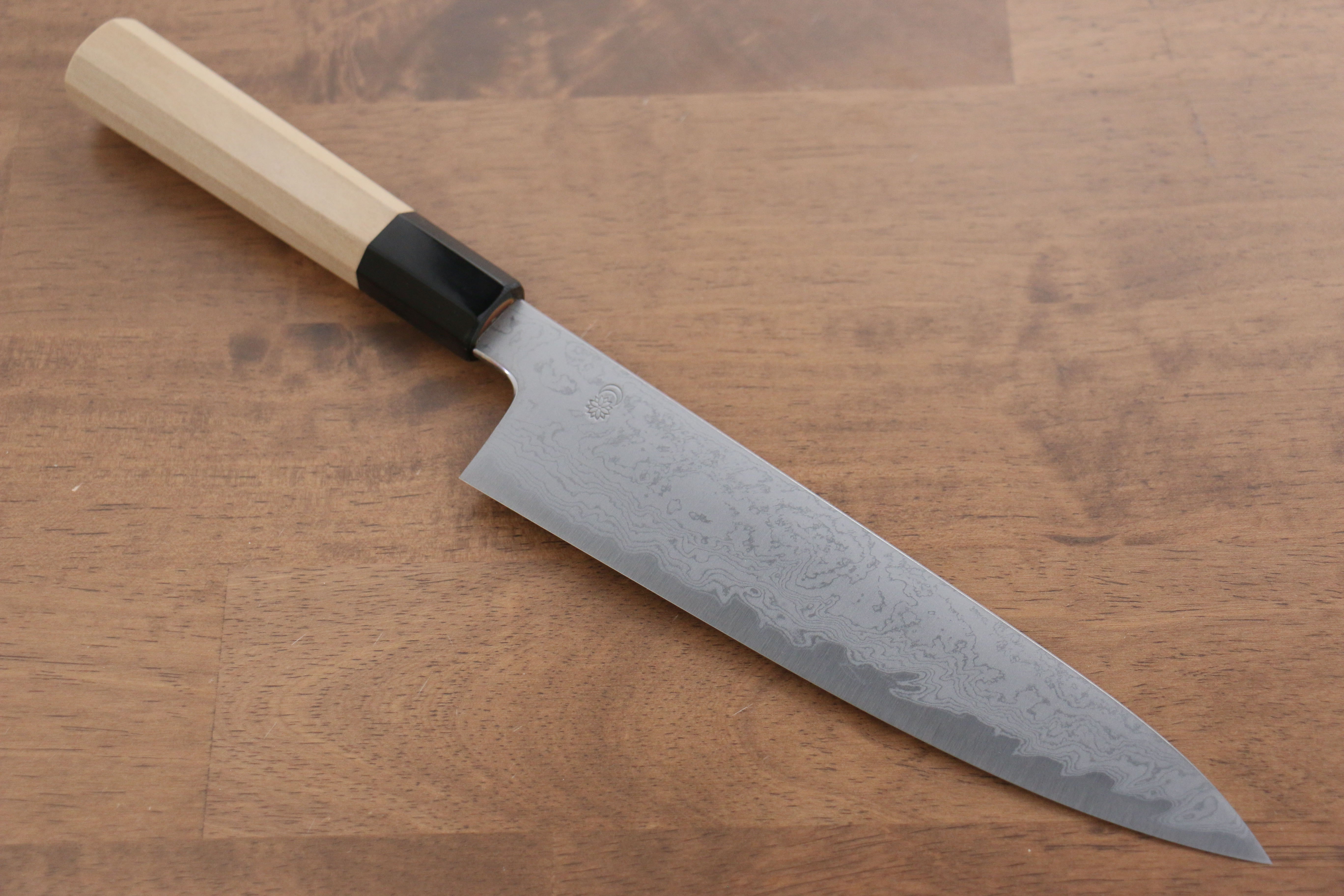 Kikuzuki Blue Steel No.1 Damascus Gyuto 210mm Magnolia Handle - Japanny - Best Japanese Knife