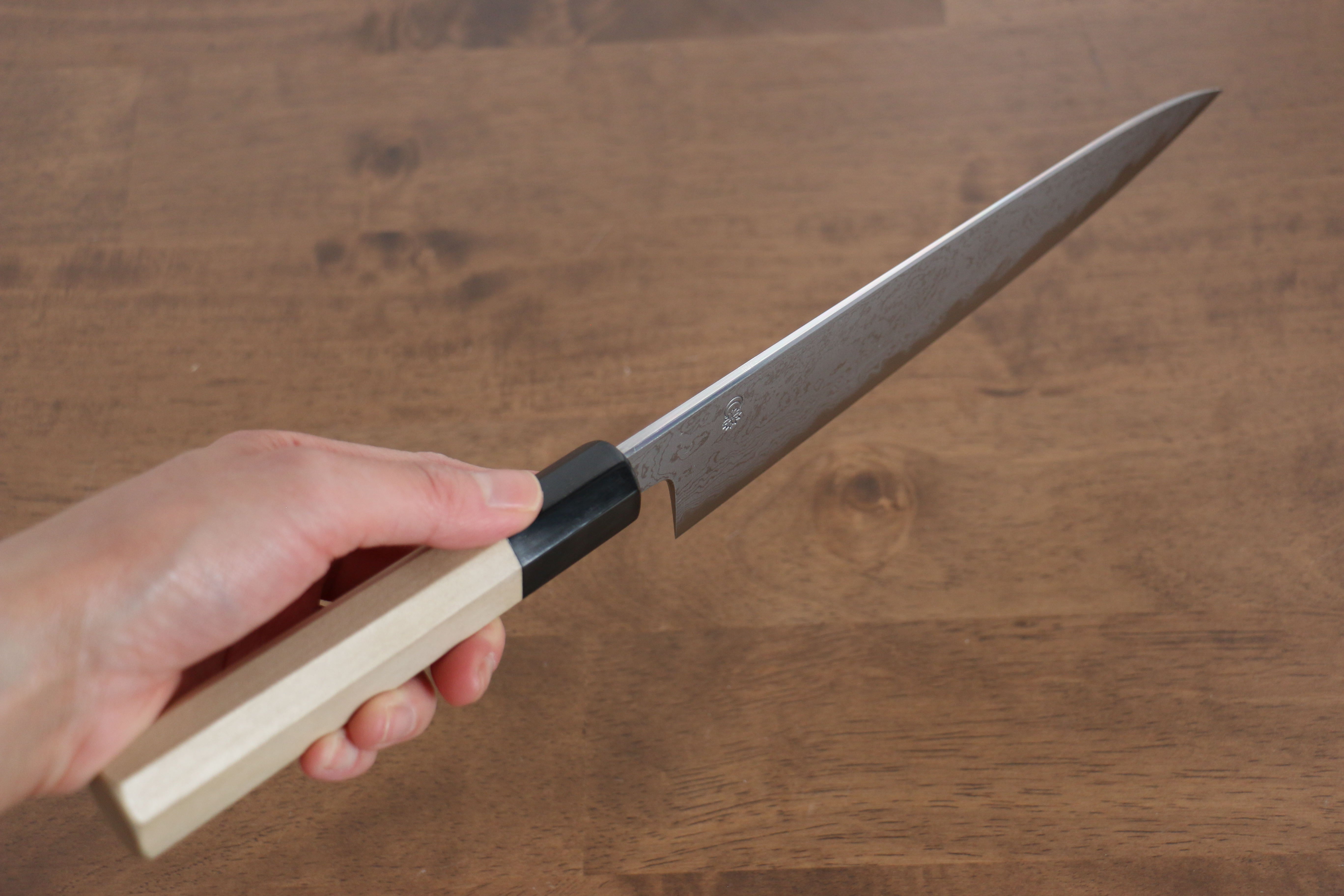 Kikuzuki Blue Steel No.1 Damascus Gyuto 210mm Magnolia Handle - Japanny - Best Japanese Knife