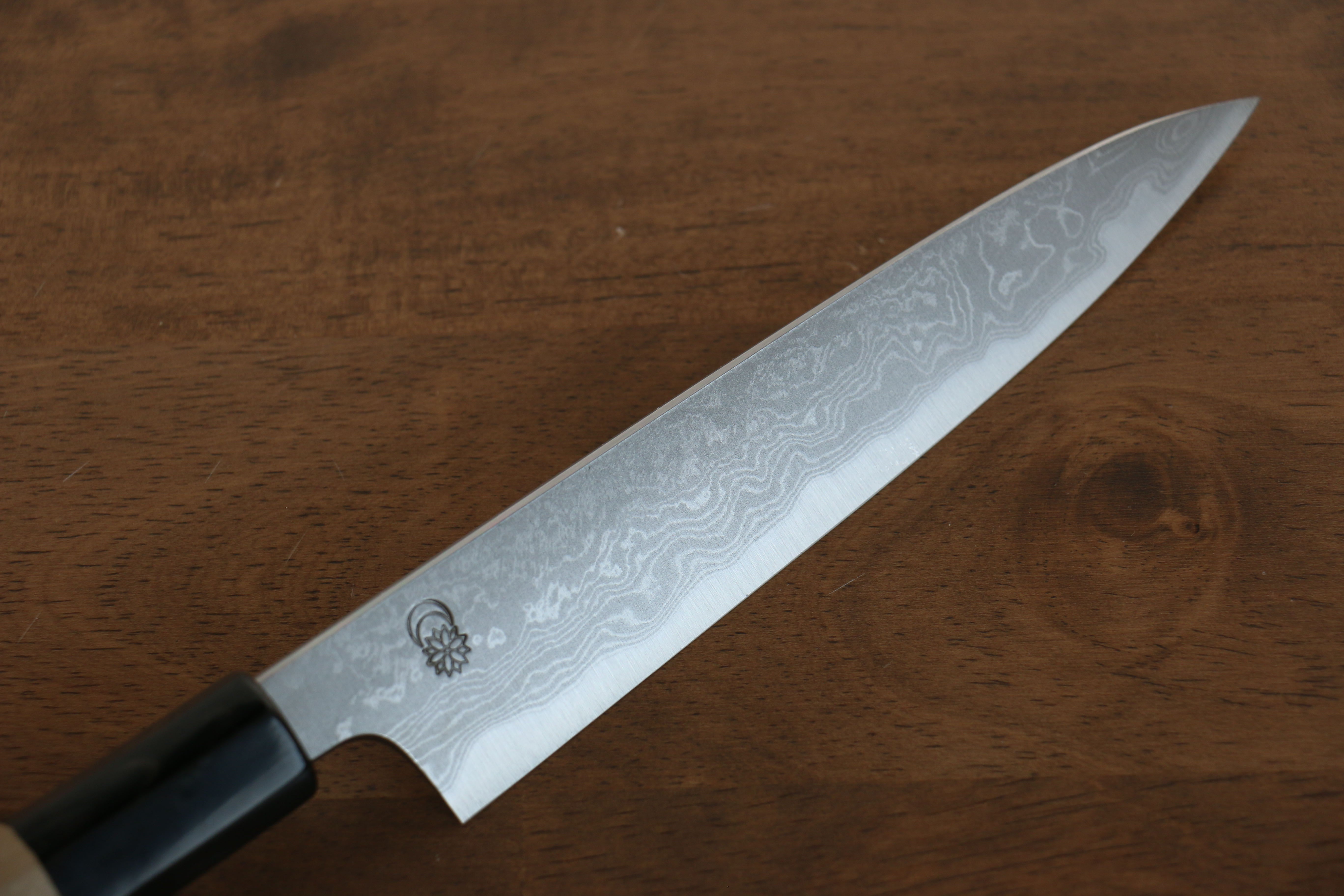 Kikuzuki Blue Steel No.1 Damascus Petty-Utility 150mm Magnolia Handle - Japanny - Best Japanese Knife