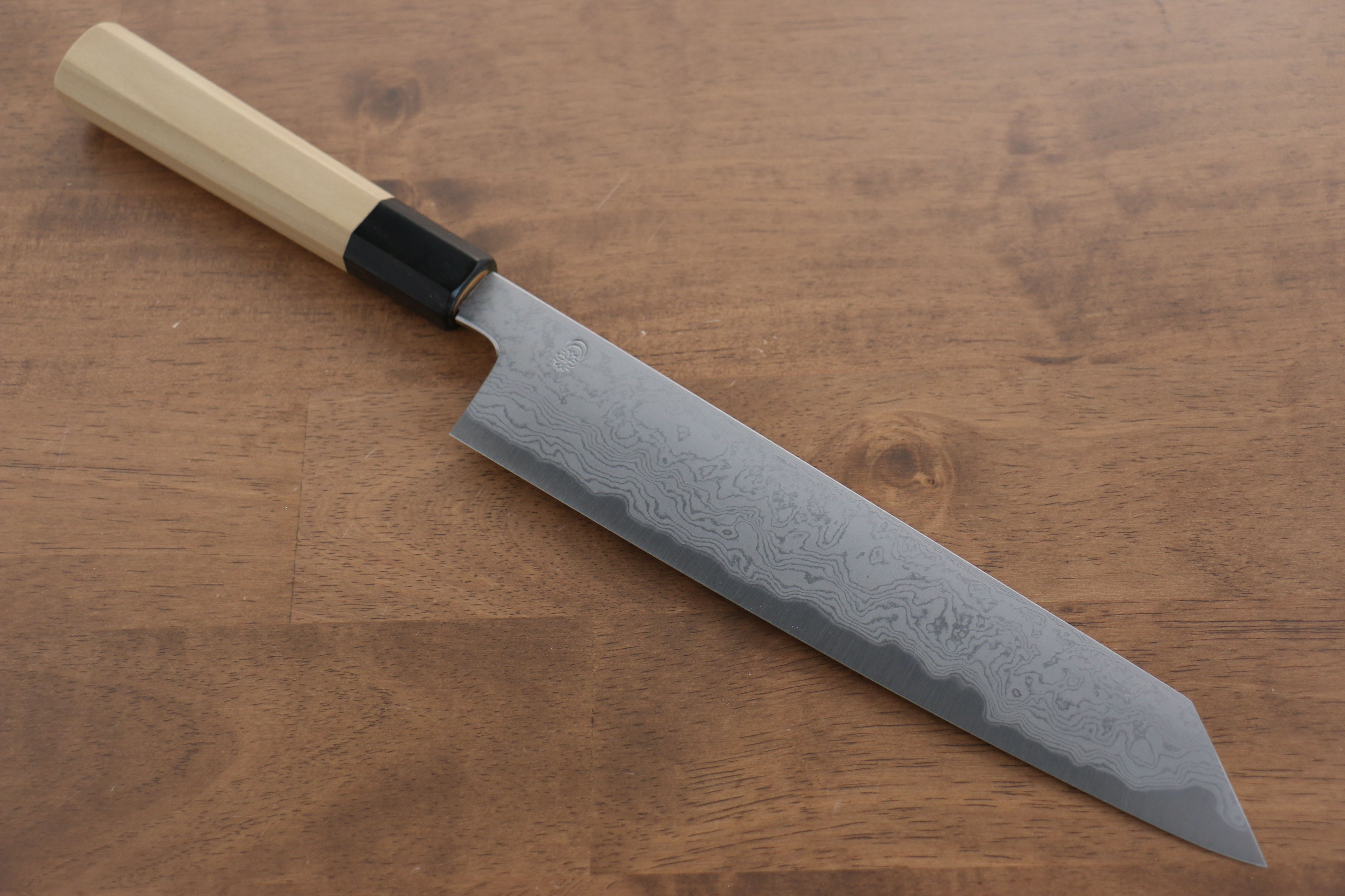 Kikuzuki Blue Steel No.1 Damascus Kiritsuke Gyuto 240mm Magnolia Handle - Japanny - Best Japanese Knife