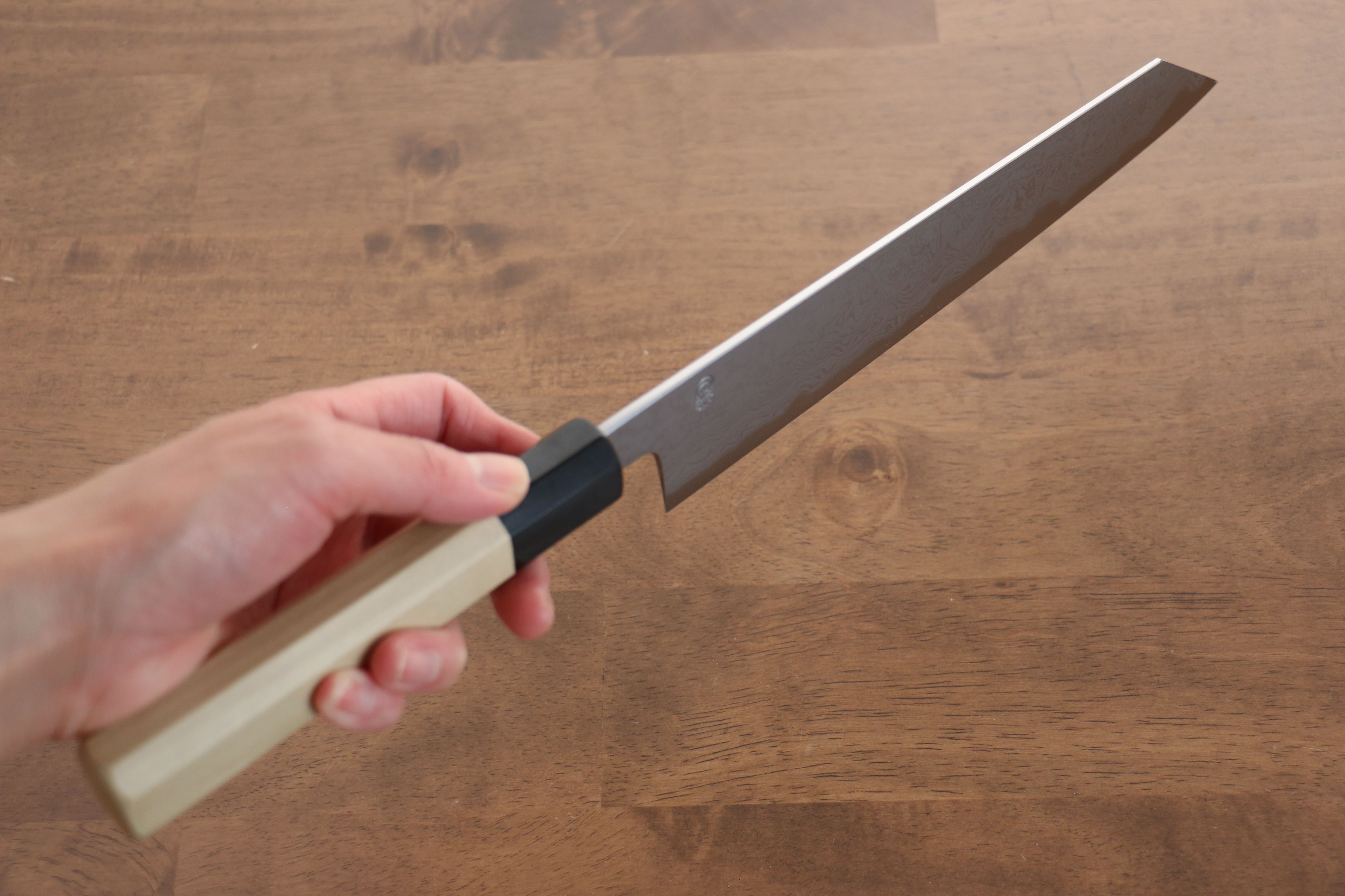 Kikuzuki Blue Steel No.1 Damascus Kiritsuke Gyuto 240mm Magnolia Handle - Japanny - Best Japanese Knife