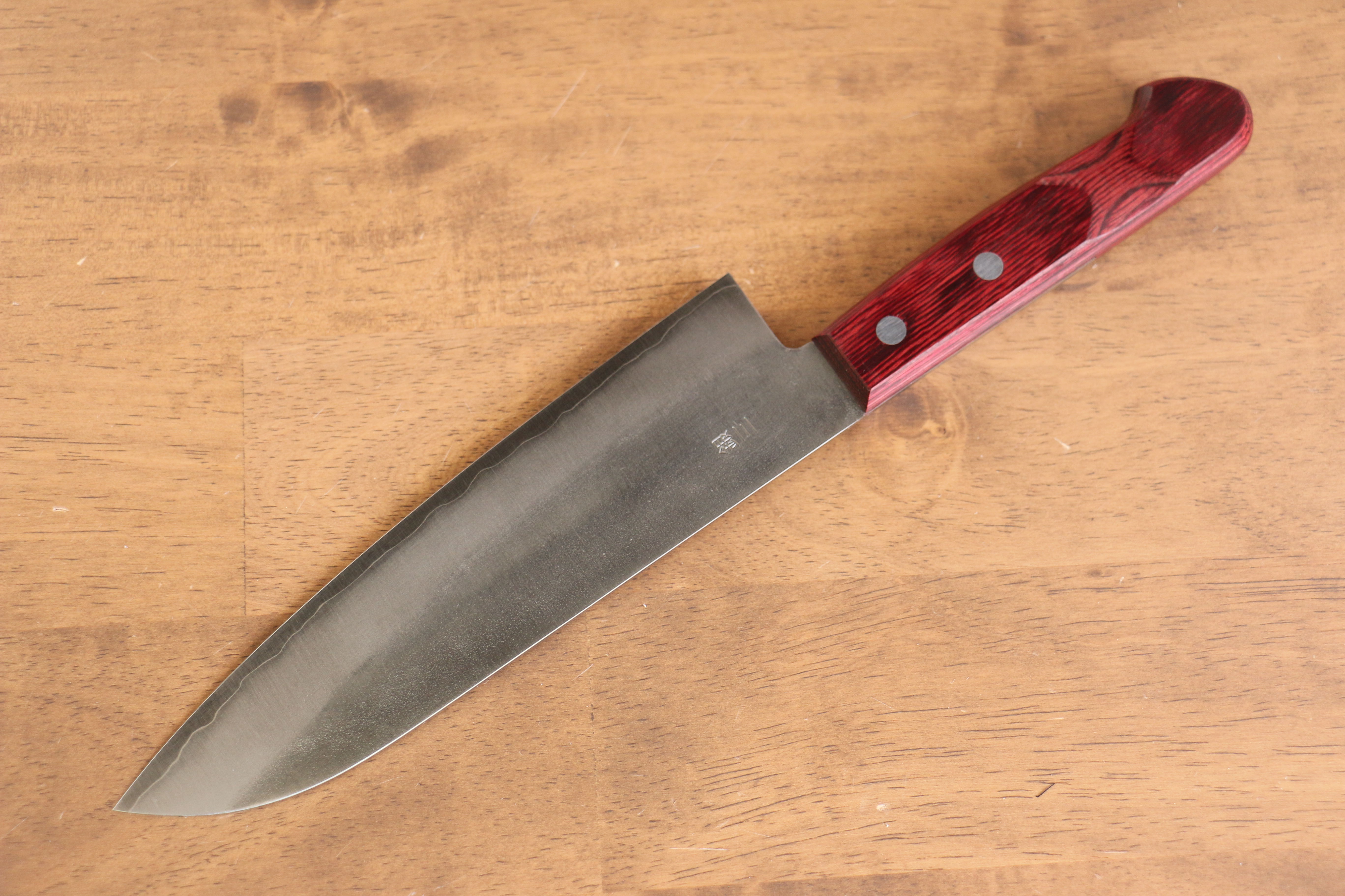 Nao Yamamoto Silver Steel No.3 Nashiji Santoku 180mm Red Pakka wood Handle - Japanny - Best Japanese Knife