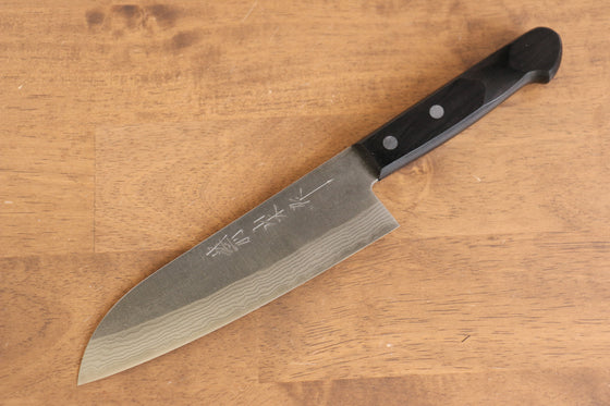 Nao Yamamoto SRS13 Nashiji Damascus Santoku 170mm Black Pakka wood Handle - Japanny - Best Japanese Knife