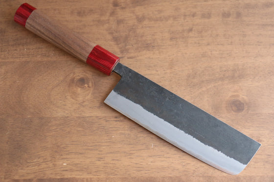 Seisuke Kurumi Blue Steel Kurouchi Usuba 165mm Walnut(With Double Red Pakka wood) Handle - Japanny - Best Japanese Knife