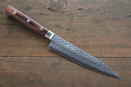 Seisuke VG10 17 Layer Damascus Petty-Utility 135mm Mahogany Handle - Japanny - Best Japanese Knife