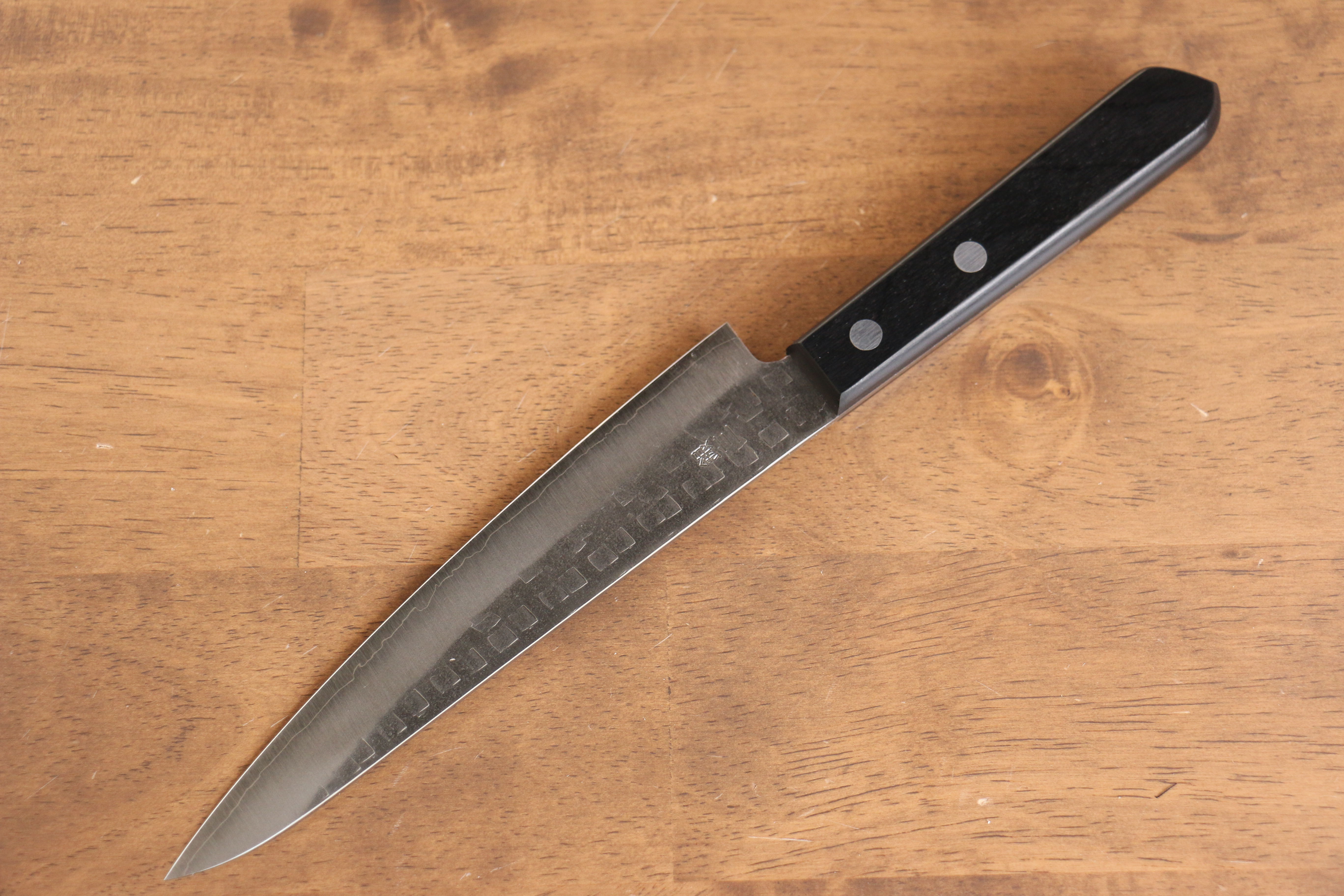 Nao Yamamoto Silver Steel No.3 Hammered Petty-Utility 160mm Black Pakka wood Handle - Japanny - Best Japanese Knife