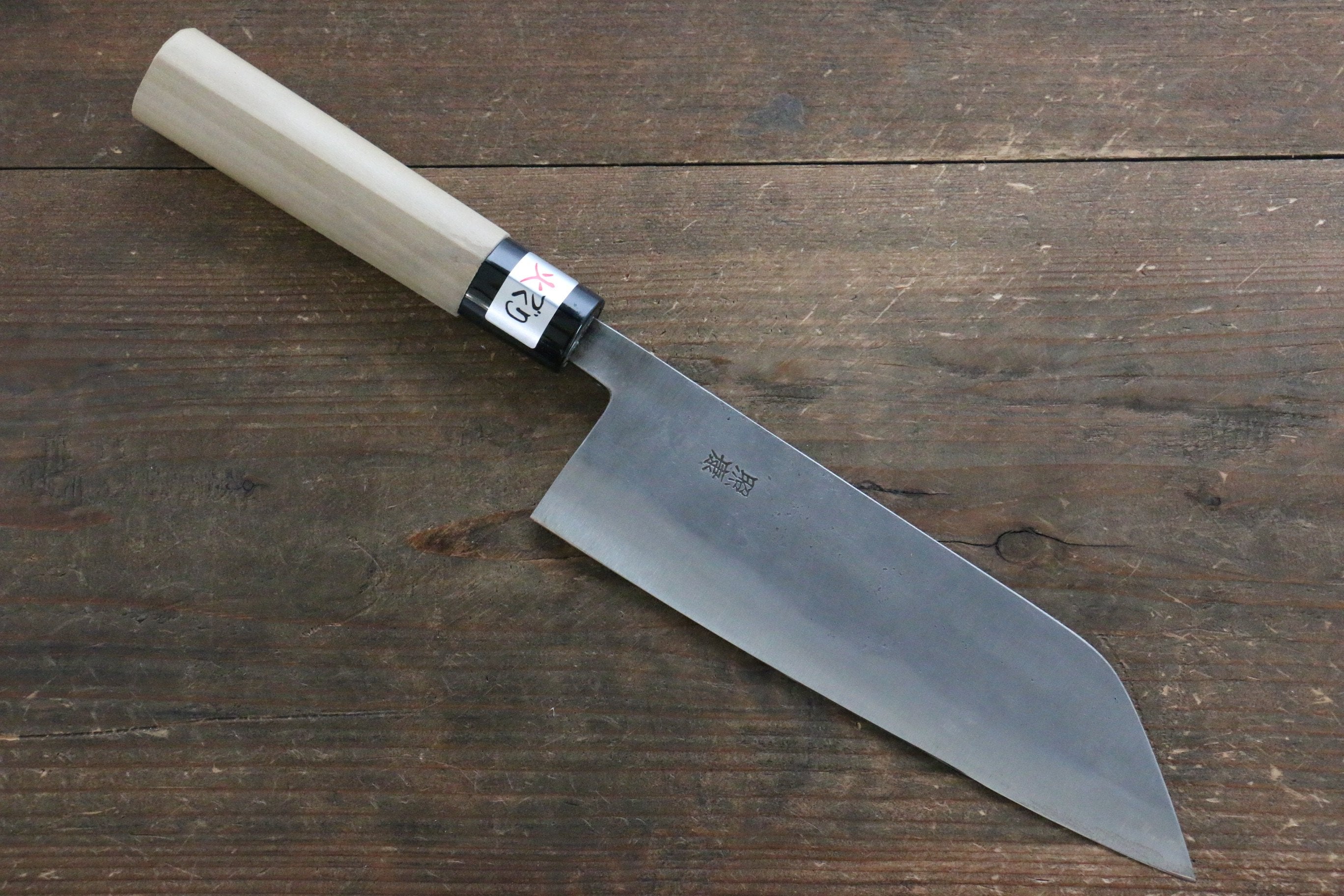 Fujiwara Teruyasu White Steel No.1 Nashiji Santoku 180mm with Magnolia Handle - Japanny - Best Japanese Knife
