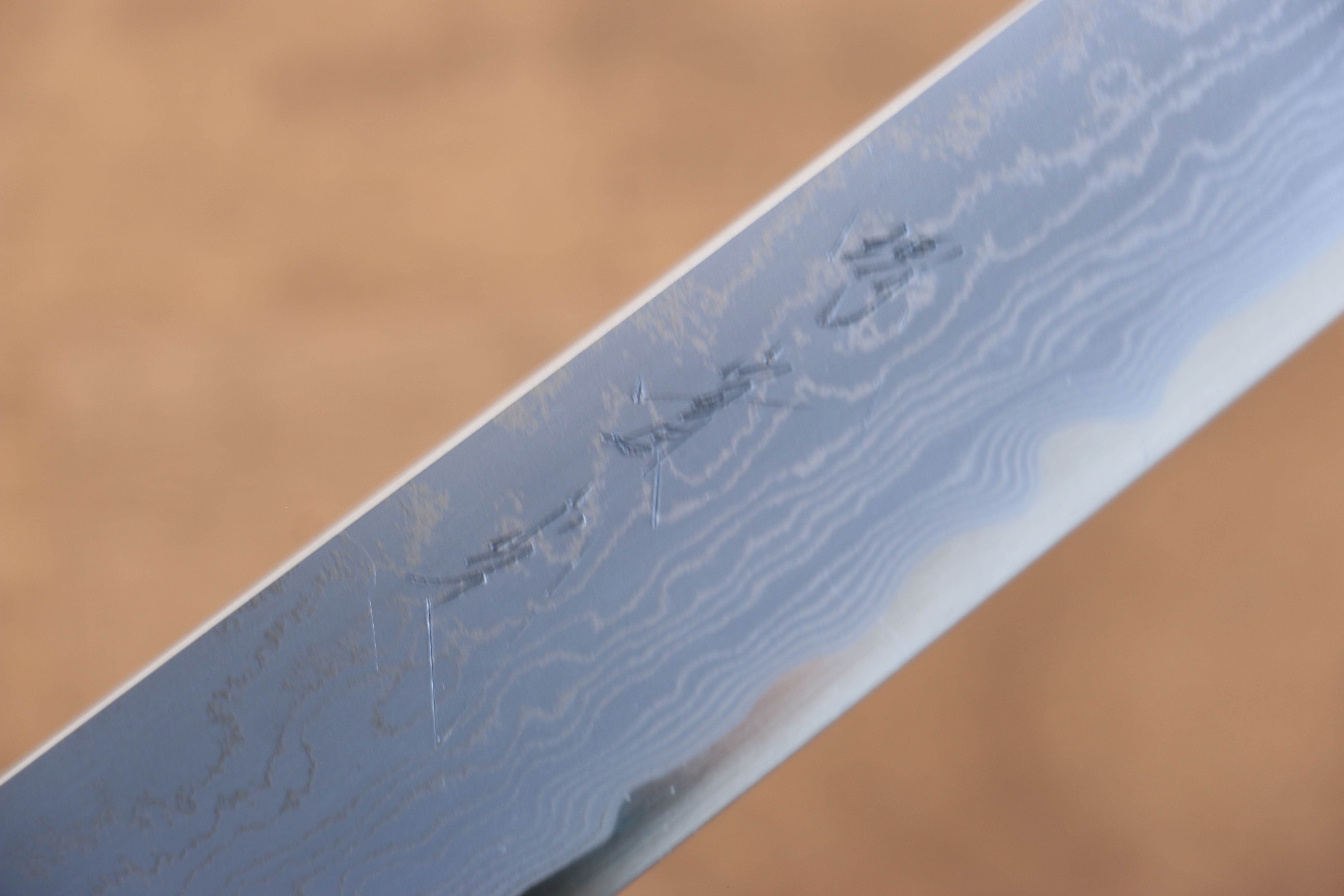 Jikko Blue Steel Damascus Sakimaru Sujihiki  270mm Ebony with Double Ring Handle - Japanny - Best Japanese Knife