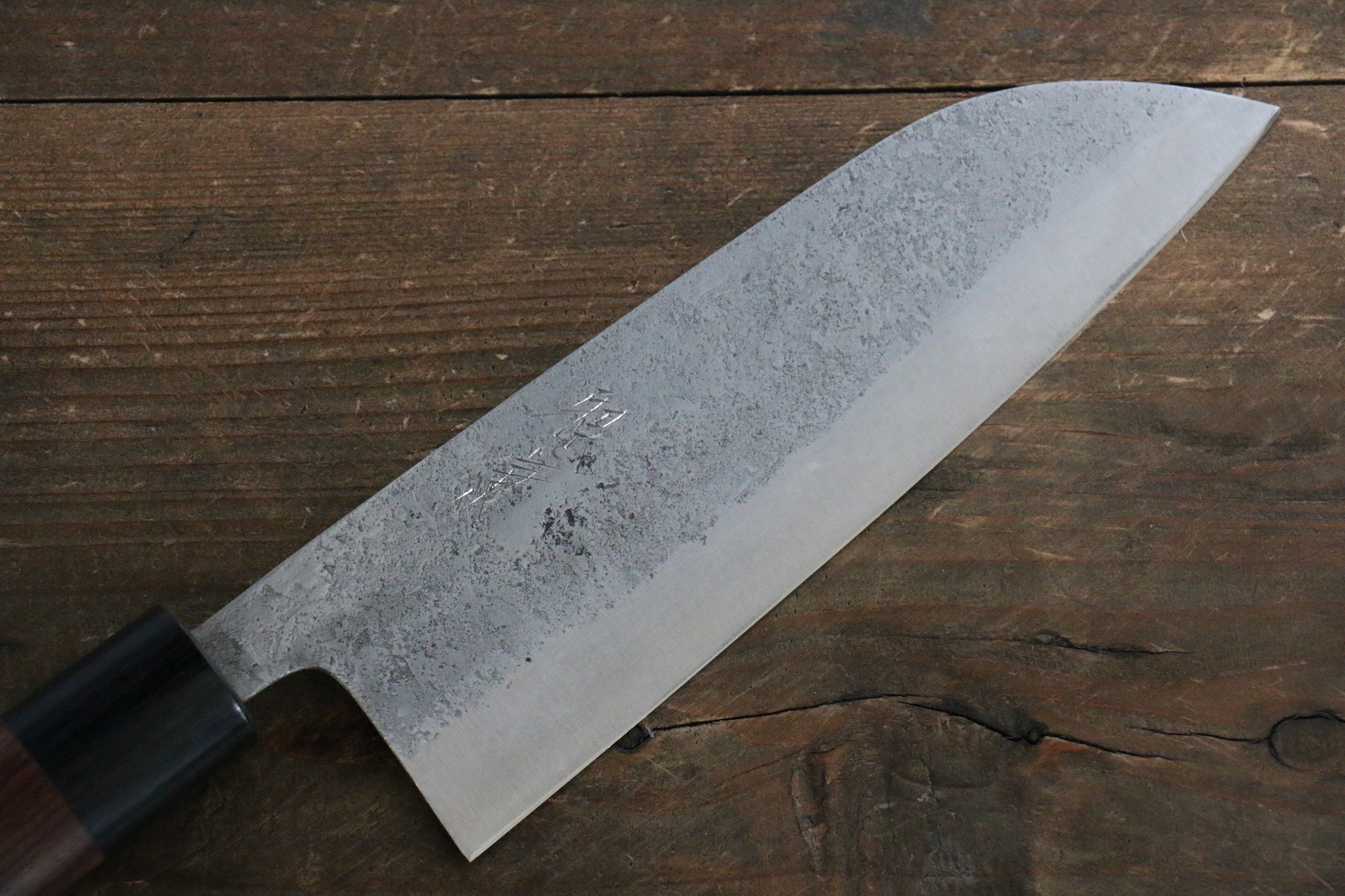 Fujiwara Teruyasu White Steel No.1 Nashiji Santoku 165mm with shitan Handle - Japanny - Best Japanese Knife