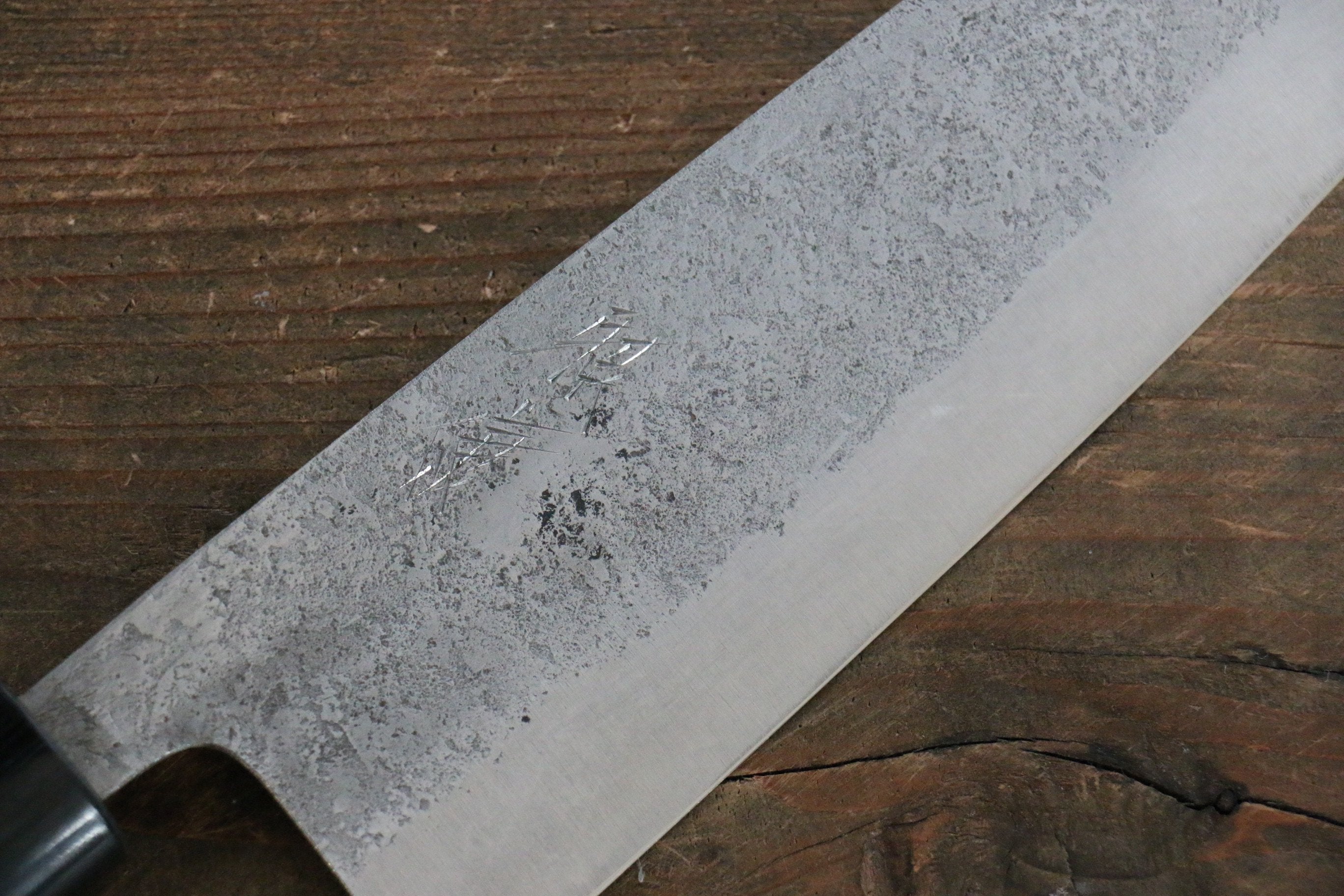 Fujiwara Teruyasu White Steel No.1 Nashiji Santoku 165mm with shitan Handle - Japanny - Best Japanese Knife