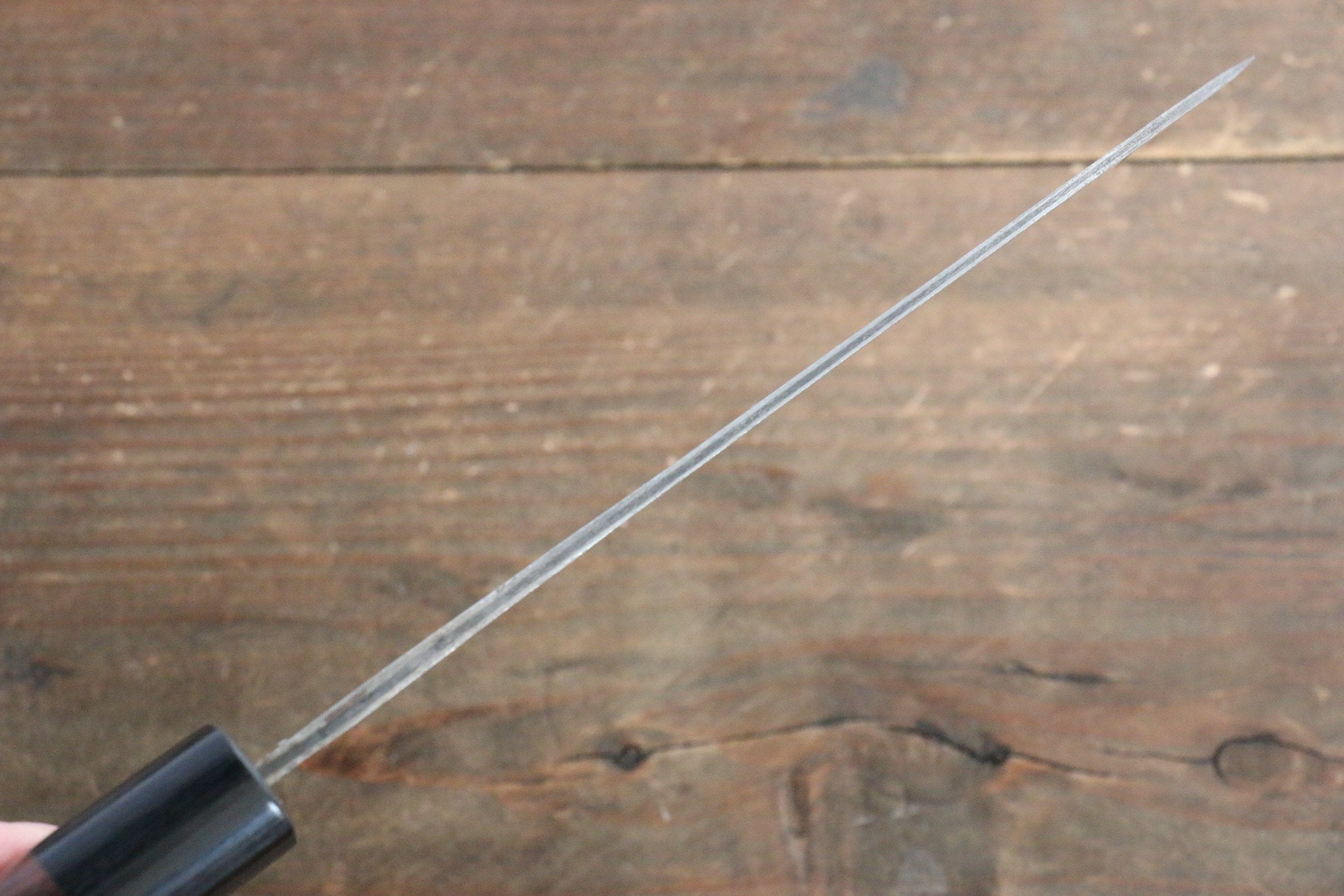 Fujiwara Teruyasu White Steel No.1 Nashiji Santoku 165mm with shitan Handle - Japanny - Best Japanese Knife