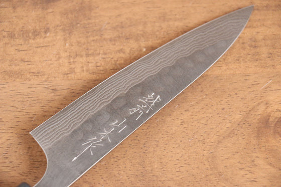 Nao Yamamoto Silver Steel No.3 Nashiji Hammered Damascus Petty-Utility 135mm Shitan Handle - Japanny - Best Japanese Knife