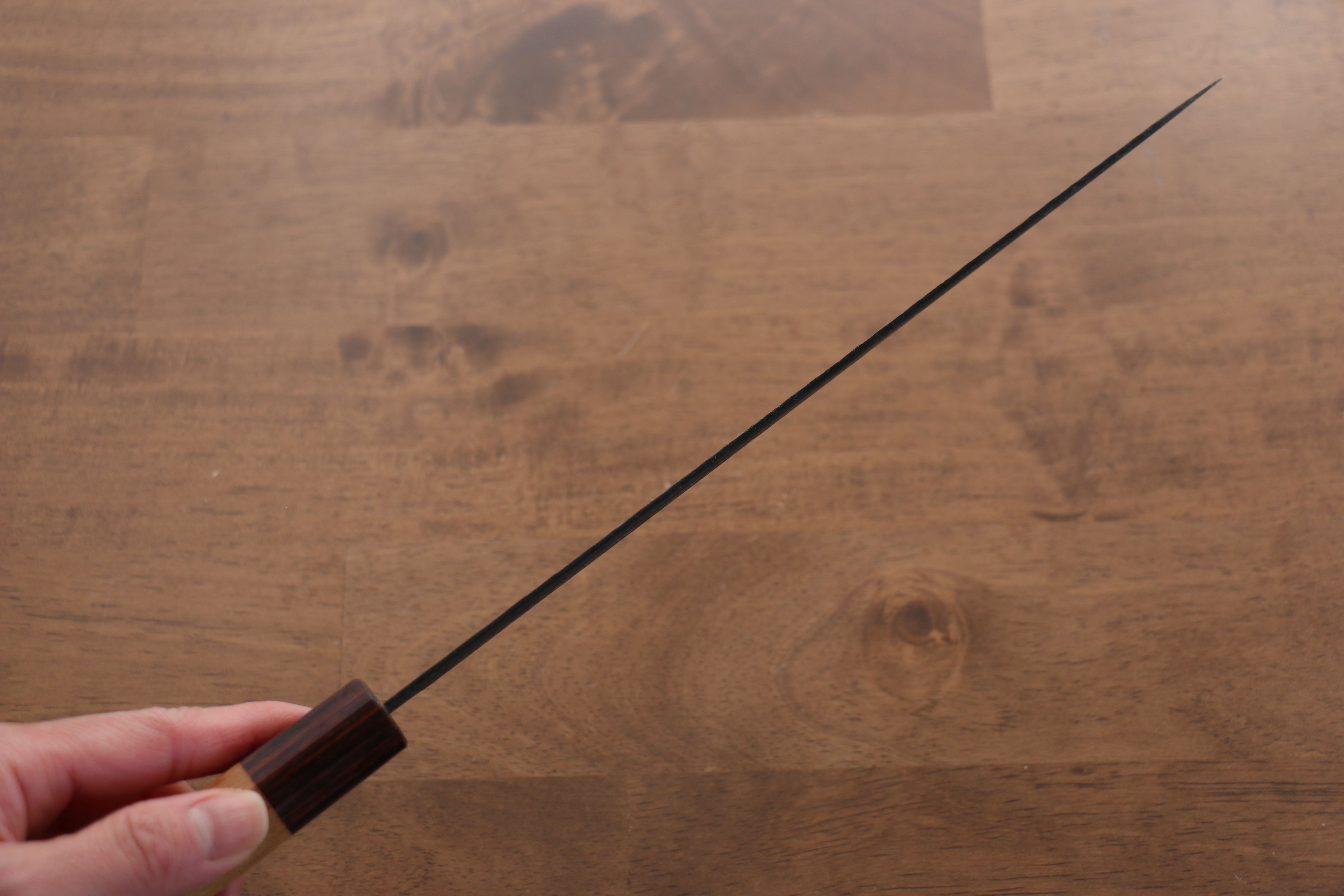 Sakai Takayuki Blue Super Hammered Black Finished Sujihiki 240mm Keyaki (Japanese Elm) Handle - Japanny - Best Japanese Knife