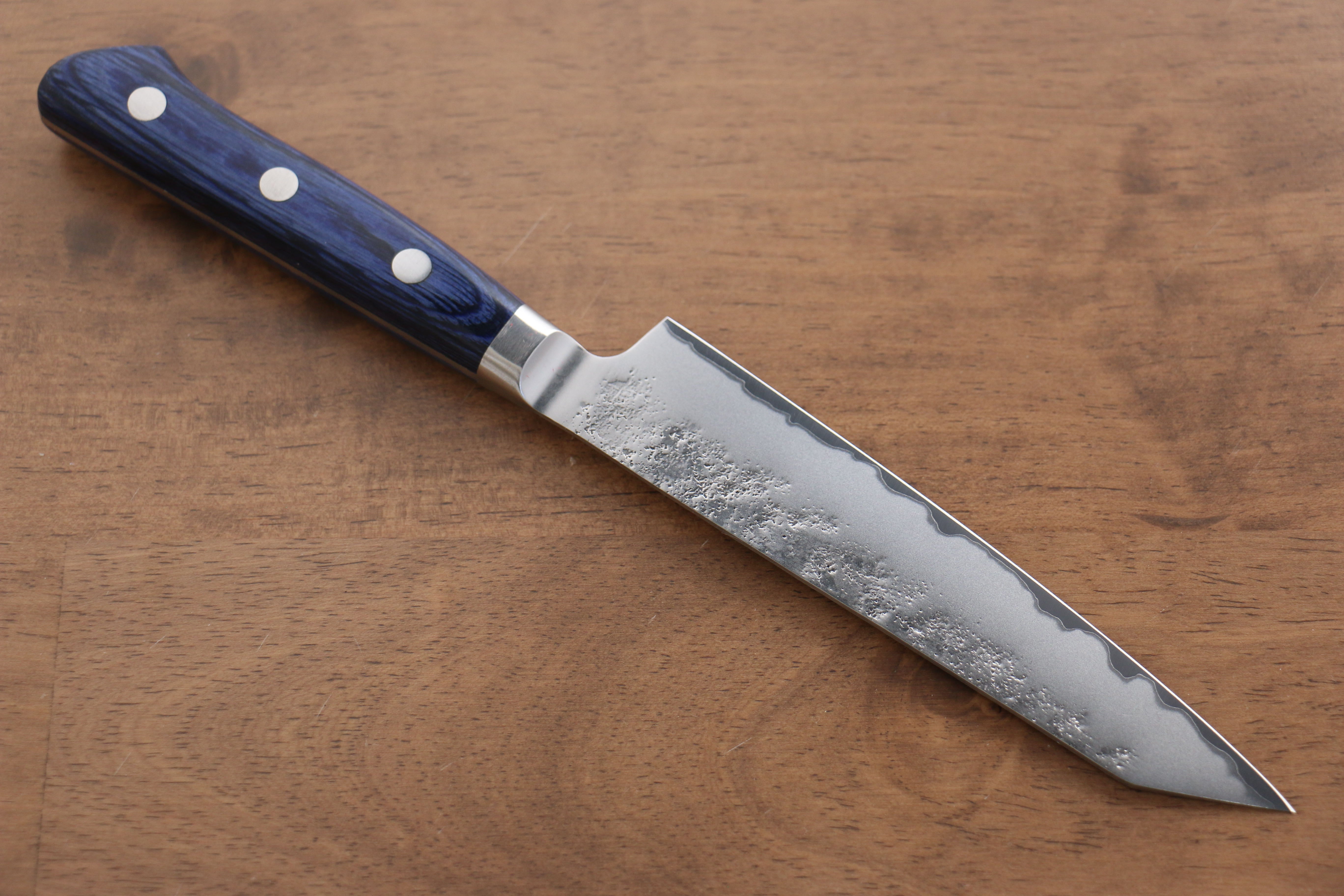 Seisuke Blue Steel No.2 Nashiji Kiritsuke Petty-Utility 145mm Blue Pakka wood Handle - Japanny - Best Japanese Knife