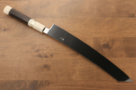 Jikko Silver Steel No.3 Mirrored Finish Kiritsuke Yanagiba  300mm Ebony with Ring Handle - Japanny - Best Japanese Knife