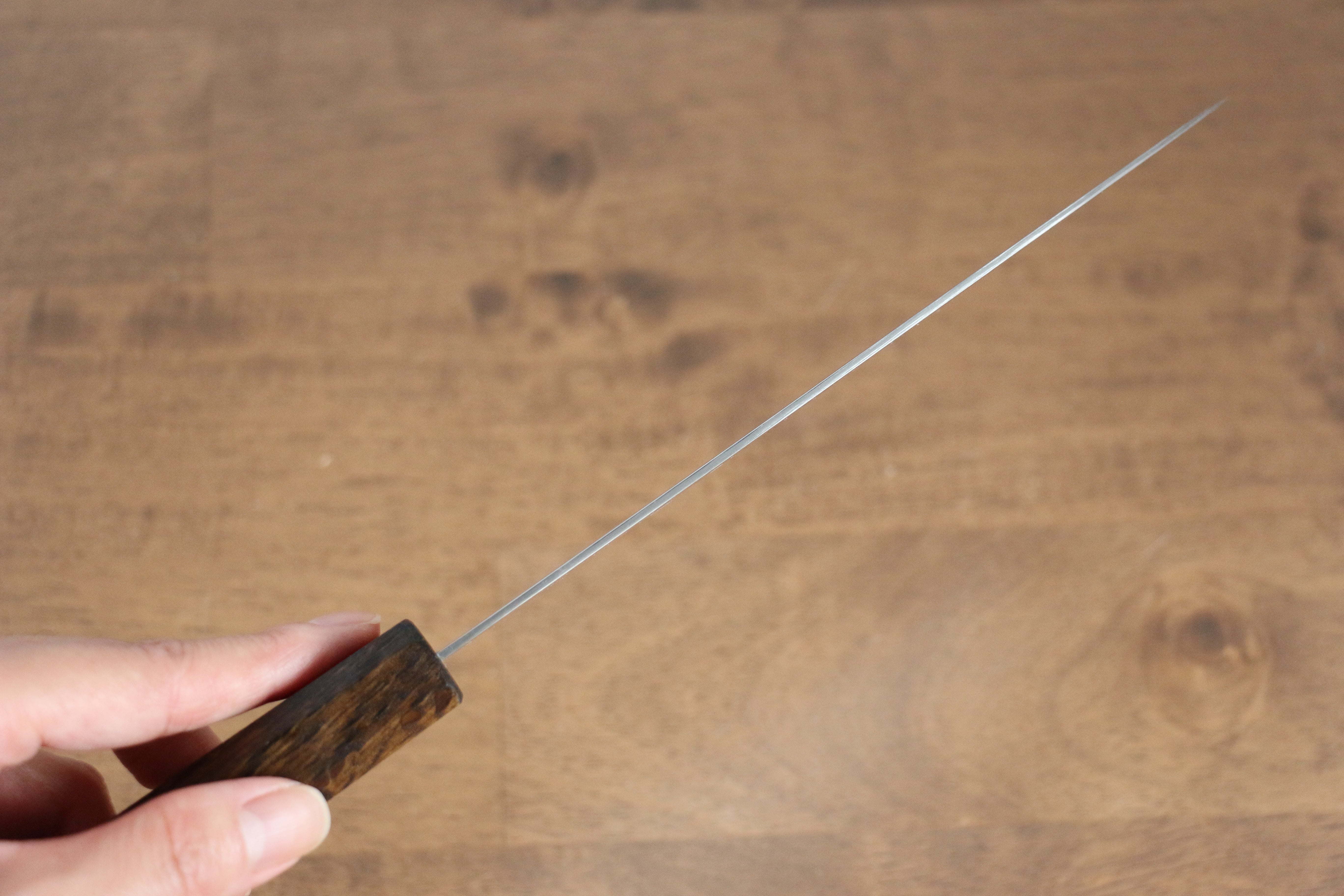 Seisuke Nami AUS10 Mirrored Finish Damascus Santoku 165mm Oak Handle - Japanny - Best Japanese Knife