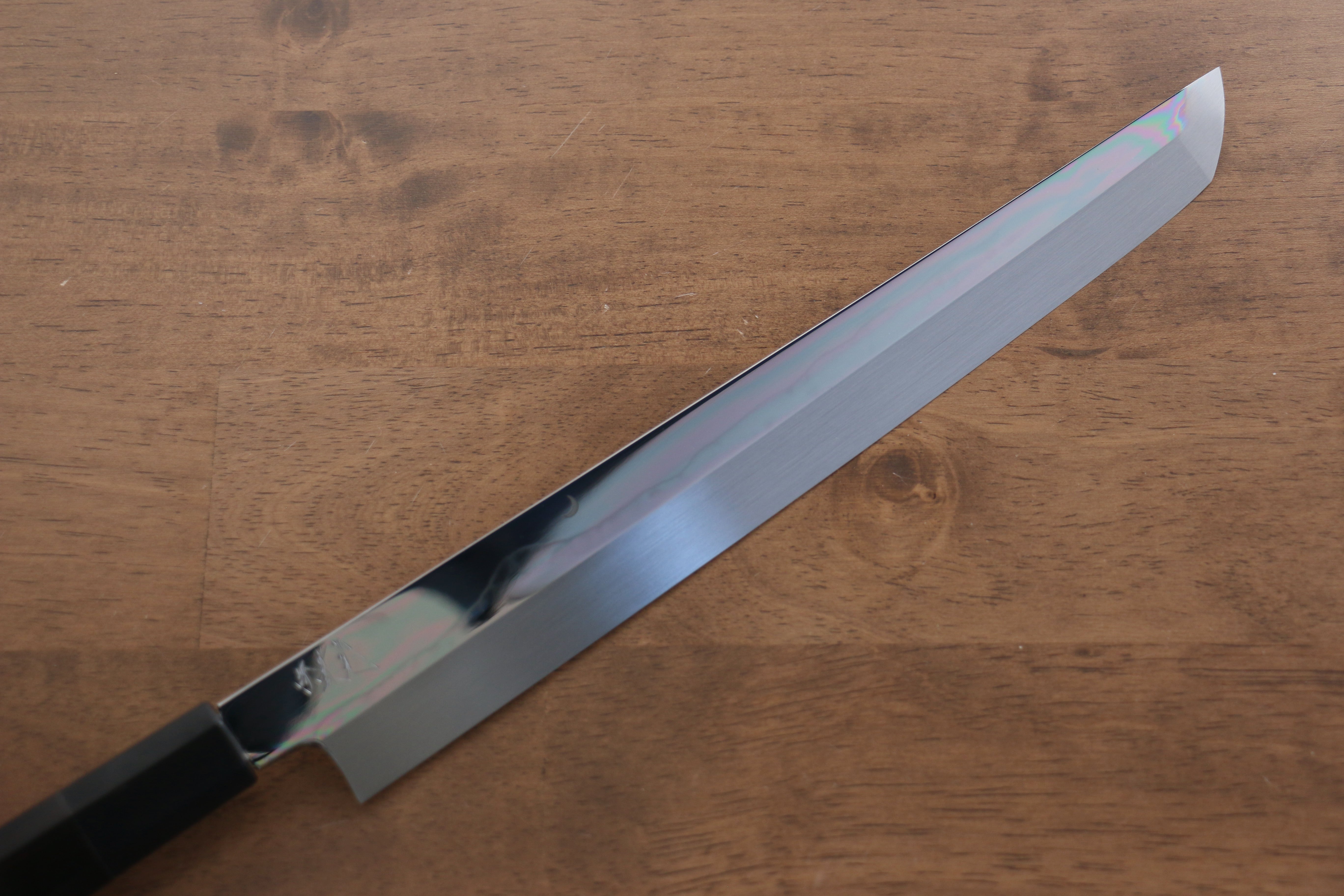 Jikko Fujisan Honyaki White Steel No.3 Mirrored Finish Sakimaru Yanagiba  270mm Ebony Wood Handle - Japanny - Best Japanese Knife