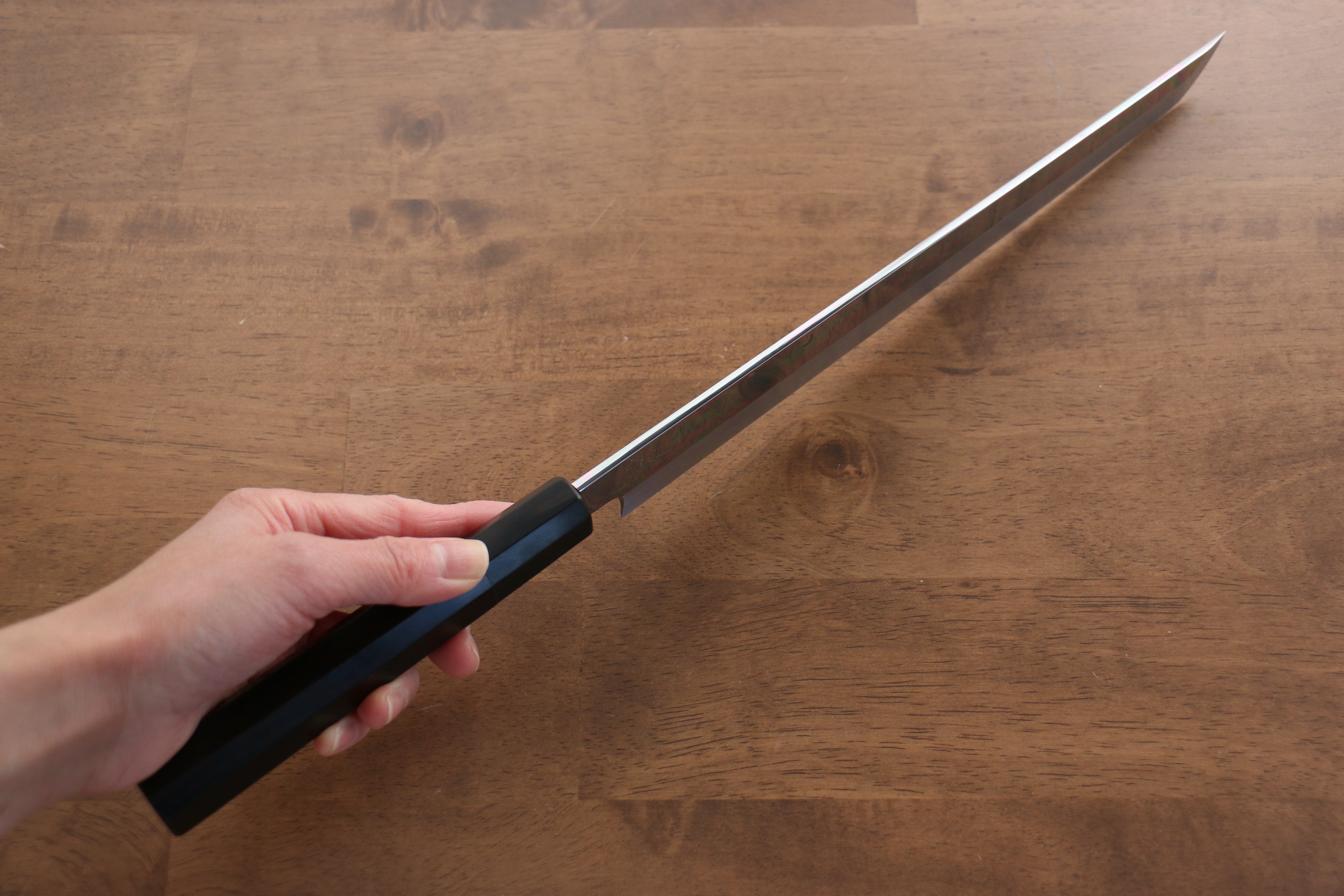 Jikko Fujisan Honyaki White Steel No.3 Mirrored Finish Sakimaru Yanagiba  270mm Ebony Wood Handle - Japanny - Best Japanese Knife