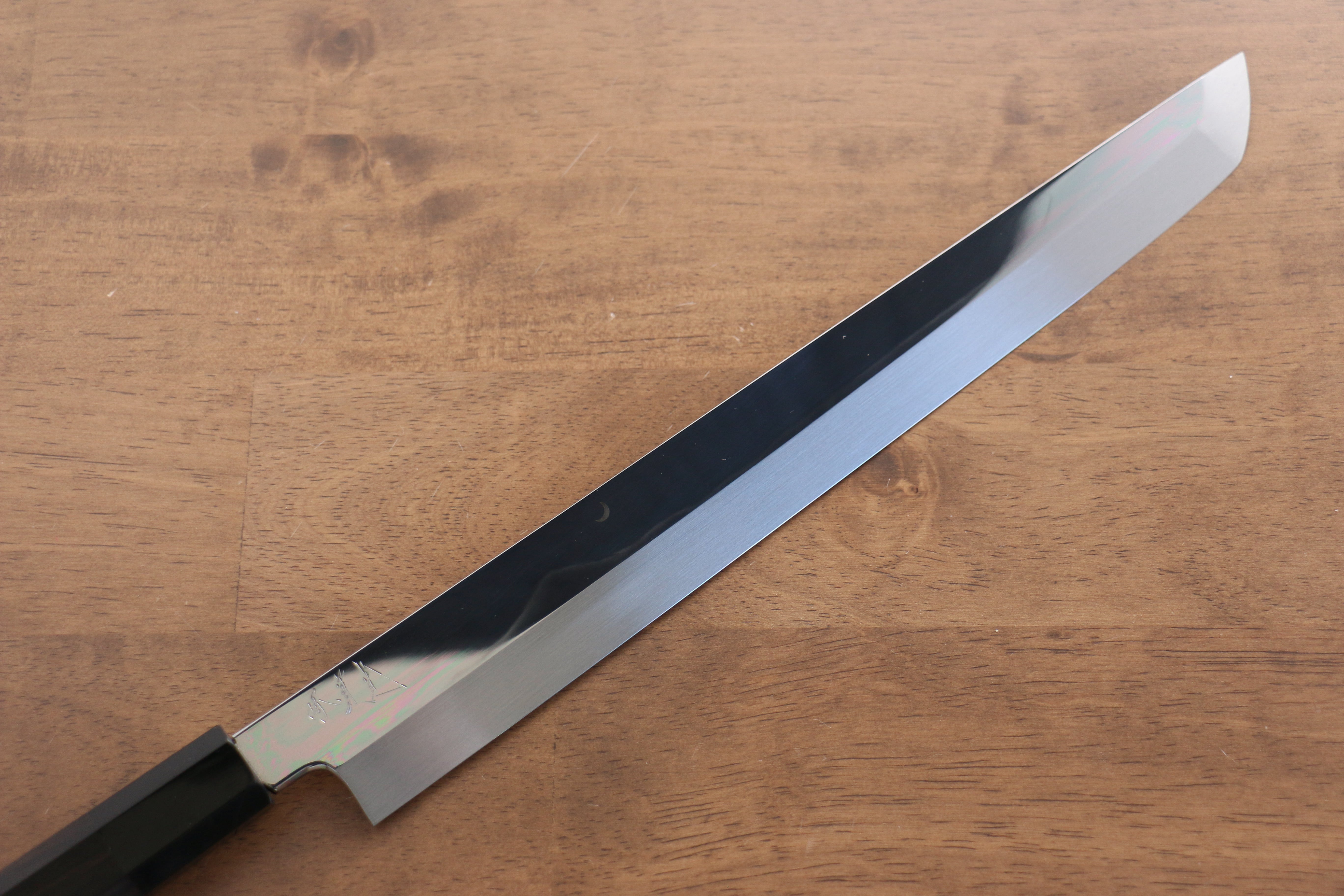 Jikko Fujisan Honyaki White Steel No.3 Mirrored Finish Sakimaru Yanagiba  300mm Ebony Wood Handle - Japanny - Best Japanese Knife