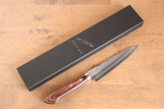 Seisuke Swedish Steel Petty Mahogany Handle&Black Towel Gift set - Japanny - Best Japanese Knife