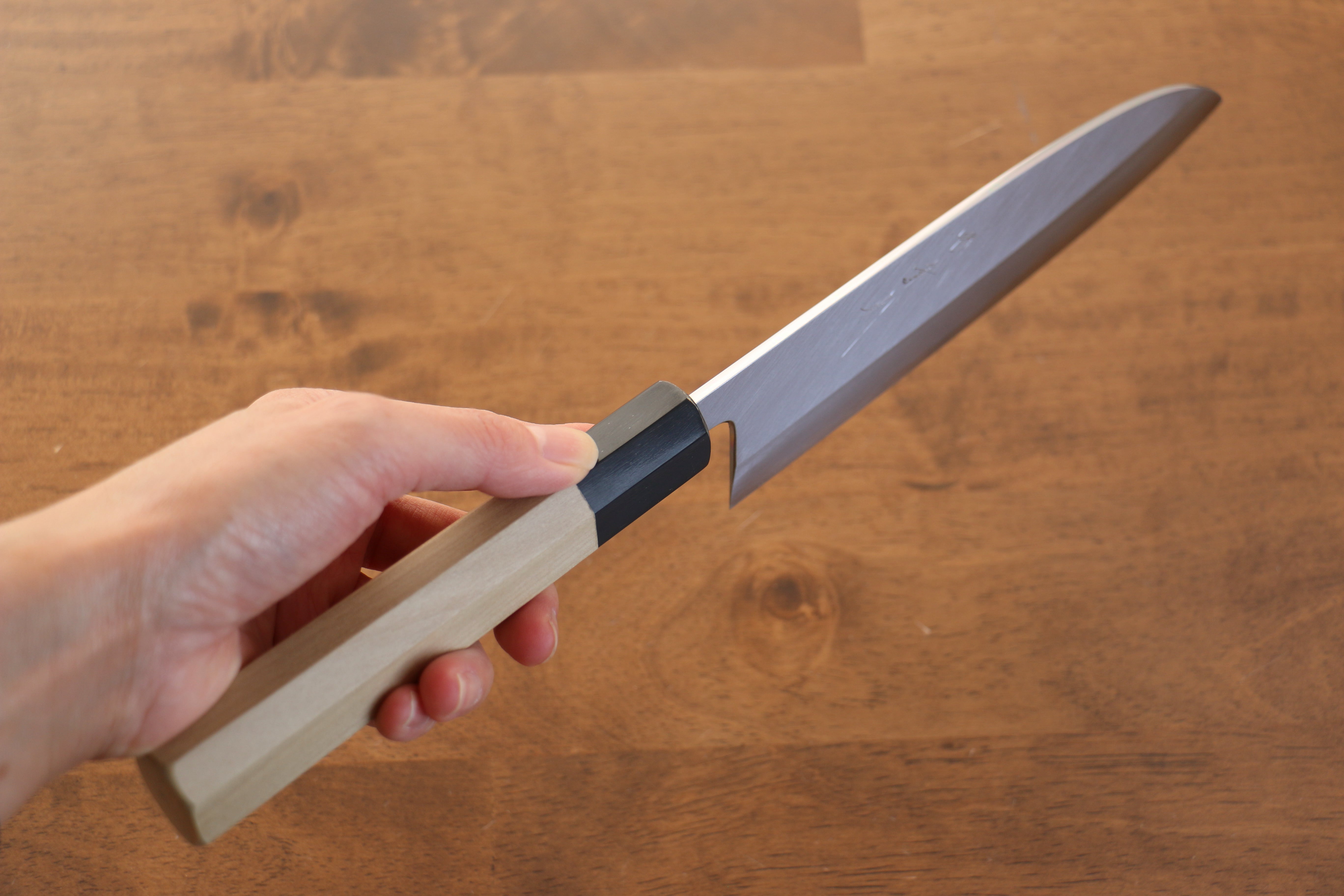 Jikko Arata White Steel No.2 Santoku  180mm Magnolia Handle - Japanny - Best Japanese Knife