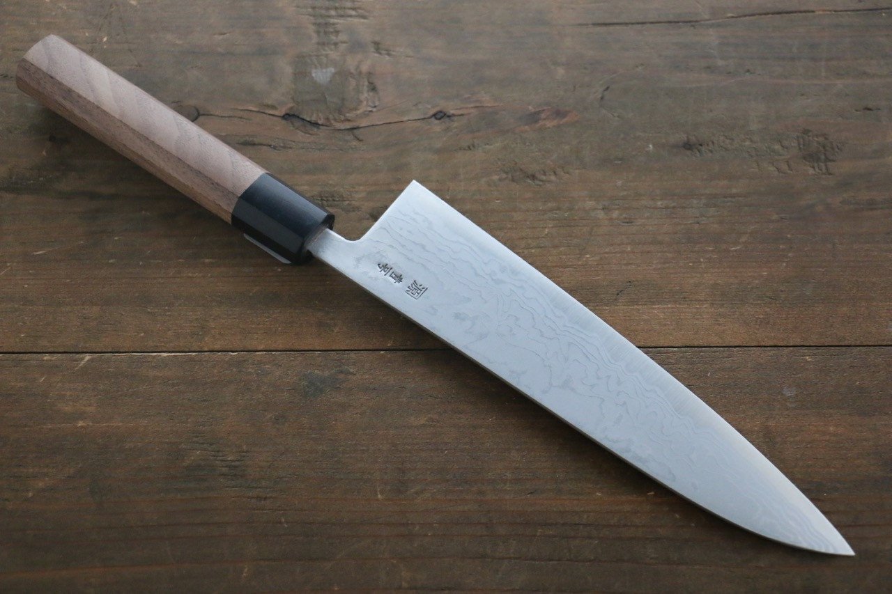 Shigeki Tanaka Blue Steel No.2 Damascus Gyuto 210mm Walnut Handle - Japanny - Best Japanese Knife