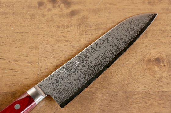 Seisuke VG10 33 Layer Mirrored Finish Damascus Santoku 180mm Red Pakka wood Handle - Japanny - Best Japanese Knife