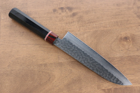 Seisuke VG10 Damascus Santoku 180mm Black Pakka wood Handle - Japanny - Best Japanese Knife