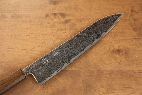 Seisuke Nami AUS10 Mirrored Finish Damascus Gyuto 240mm Oak Handle - Japanny - Best Japanese Knife