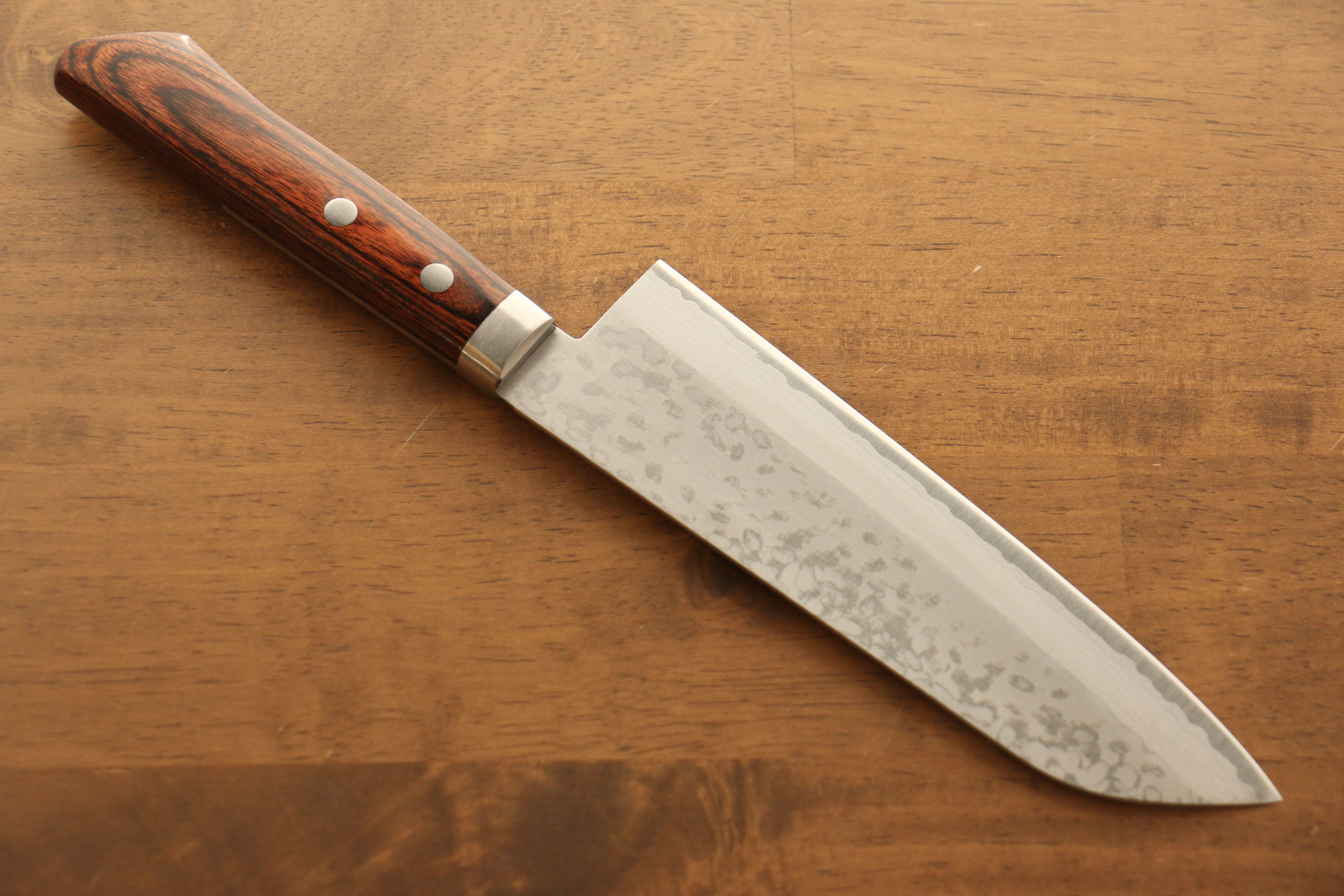 Kunihira Sairyu VG10 Damascus Santoku 170mm Mahogany Handle - Japanny - Best Japanese Knife