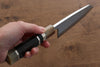 Jikko Shiko White Steel Kiritsuke Deba  120mm Ebony with Double Ring Handle - Japanny - Best Japanese Knife