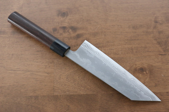 Kanetsune Blue Steel No.2 Damascus Kiritsuke 170mm Shitan Handle - Japanny - Best Japanese Knife