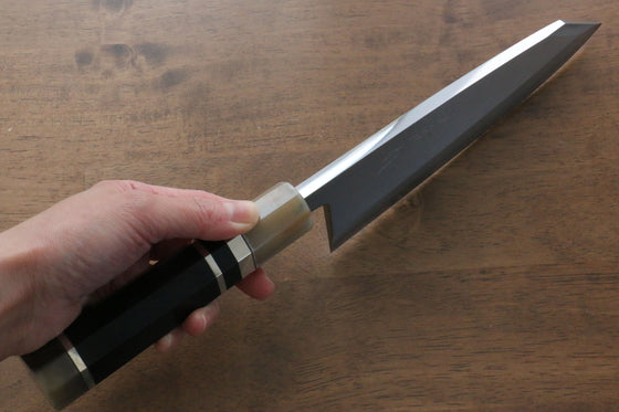 Jikko Shiko White Steel Kiritsuke Deba  180mm Ebony with Double Ring Handle - Japanny - Best Japanese Knife