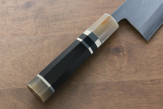 Jikko Shiko White Steel Kiritsuke Deba  180mm Ebony with Double Ring Handle - Japanny - Best Japanese Knife