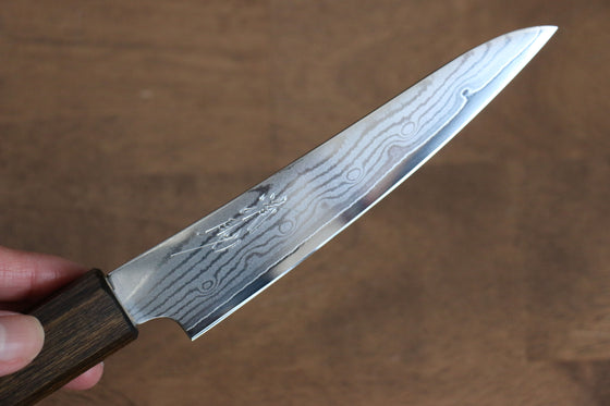 Seisuke VG10 63 Layer Damascus Petty-Utility 130mm Oak Handle - Japanny - Best Japanese Knife