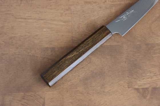 Seisuke VG10 63 Layer Damascus Petty-Utility 130mm Oak Handle - Japanny - Best Japanese Knife