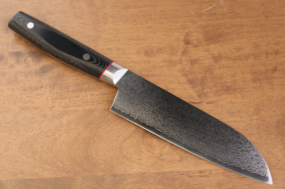 Seisuke Saiun VG10 Damascus Santoku 170mm Black Micarta Handle - Japanny - Best Japanese Knife